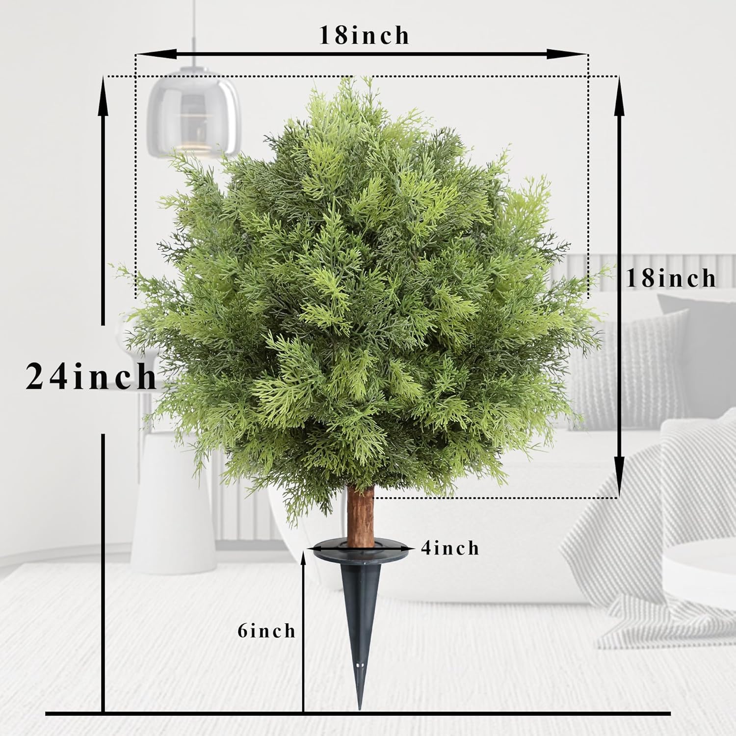 24 Inch Artificial Cedar Topiary Tree Set of 2