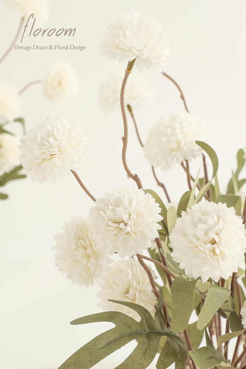 Floroom 5pcs Faux Silk Pompon Mums Artificial Flowers