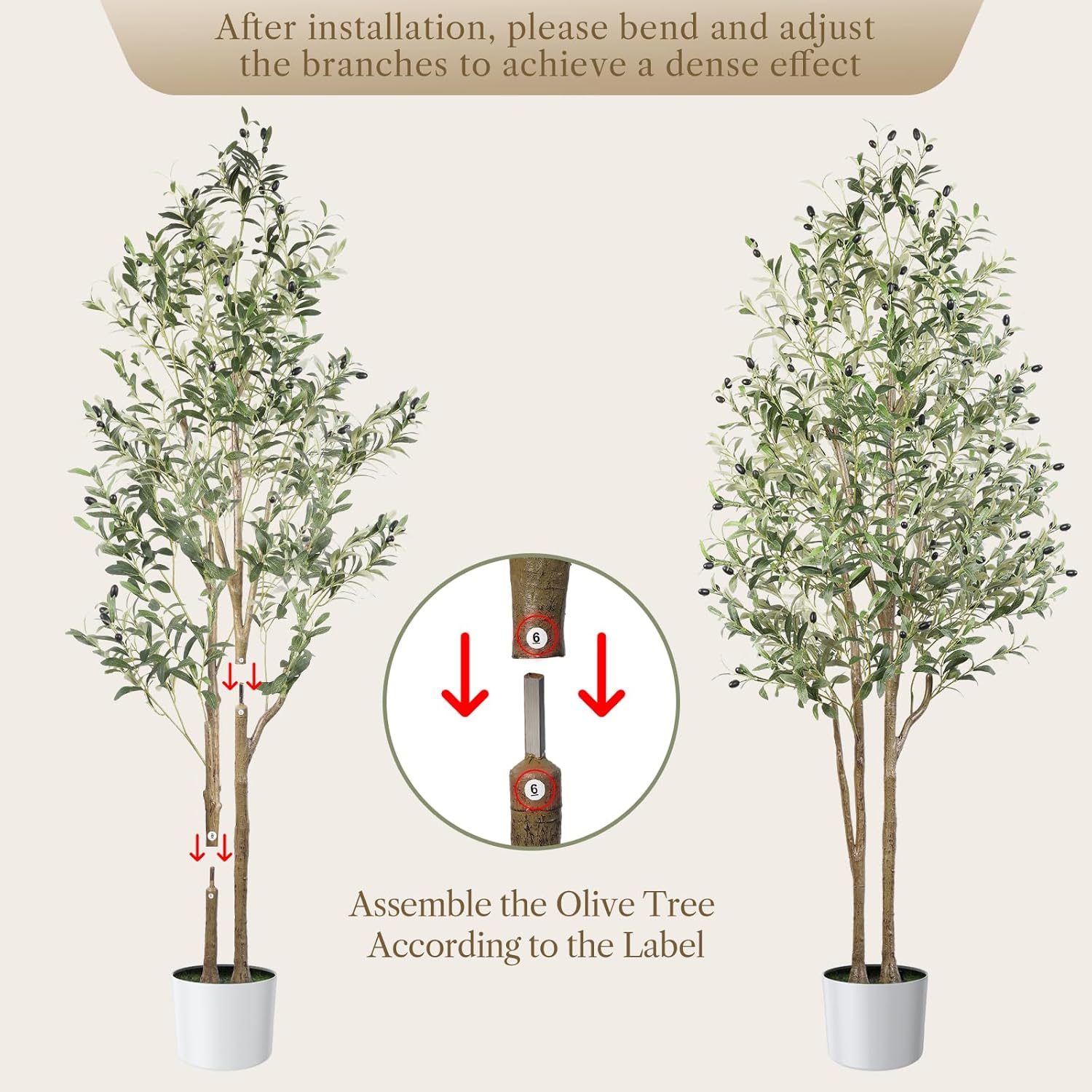 6ft Artificial Olive Tree with Natural Wood Trunk and Lifelike Fruits