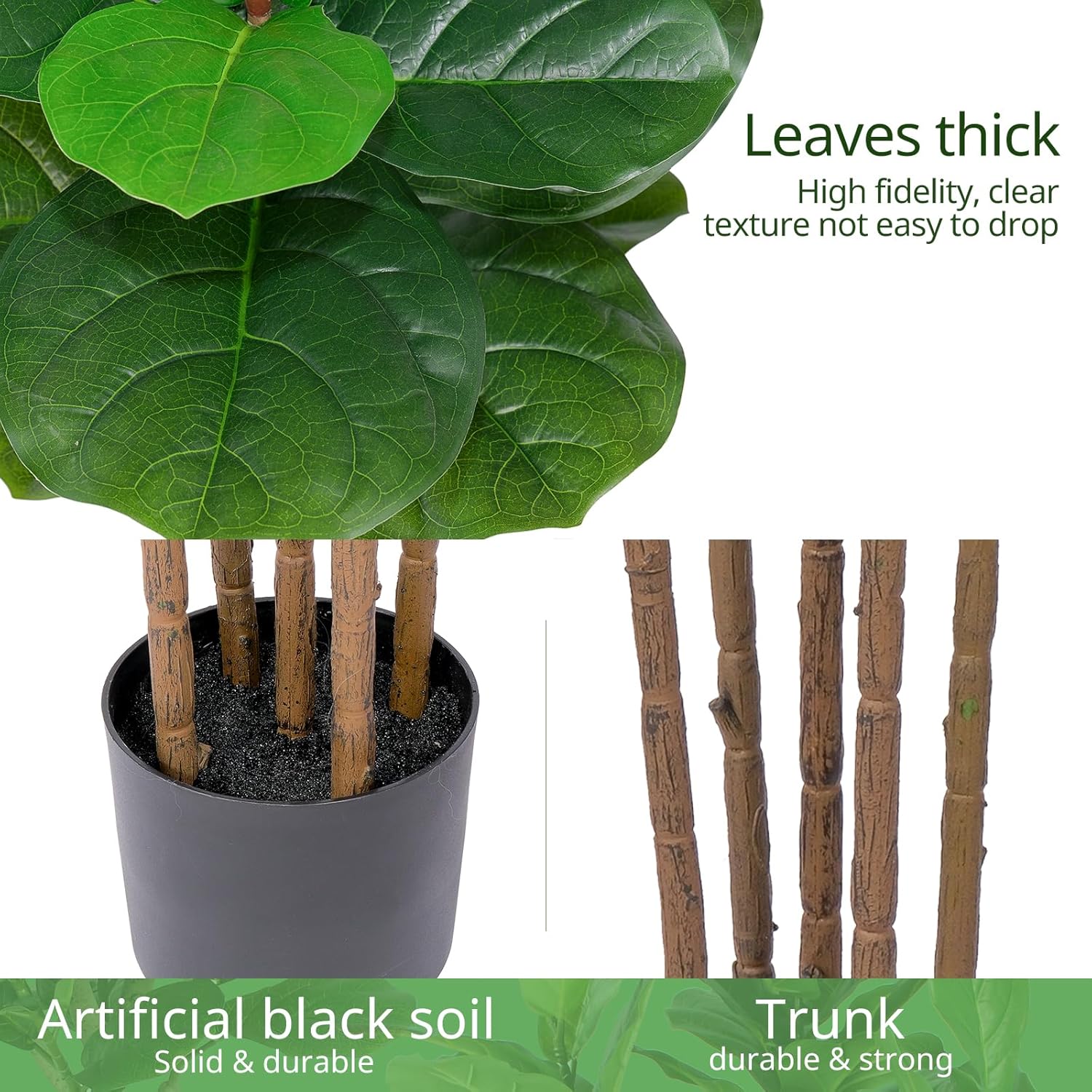 YEPDIN Faux Fiddle Leaf Fig Tree 6FT Artificial Plant