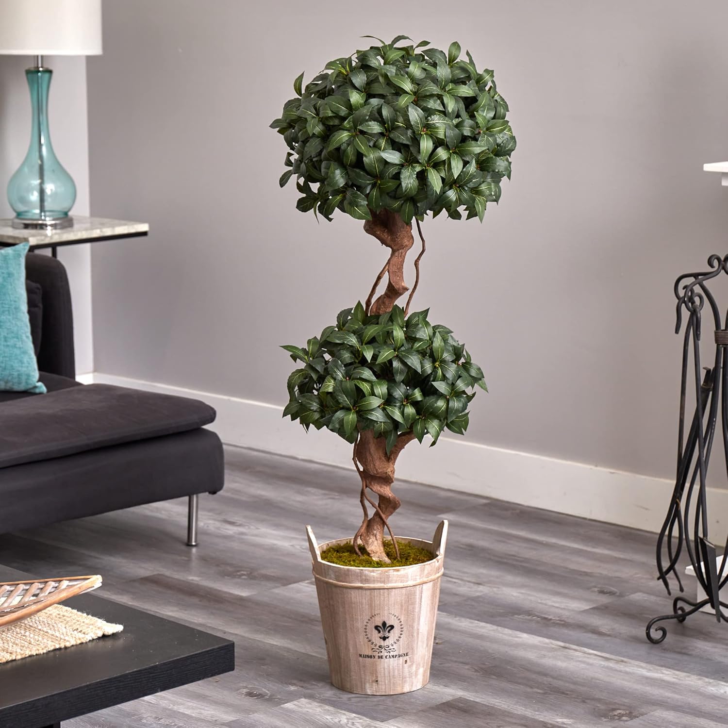 Nearly Natural 45ft Sweet Bay Double Topiary Artificial Tree