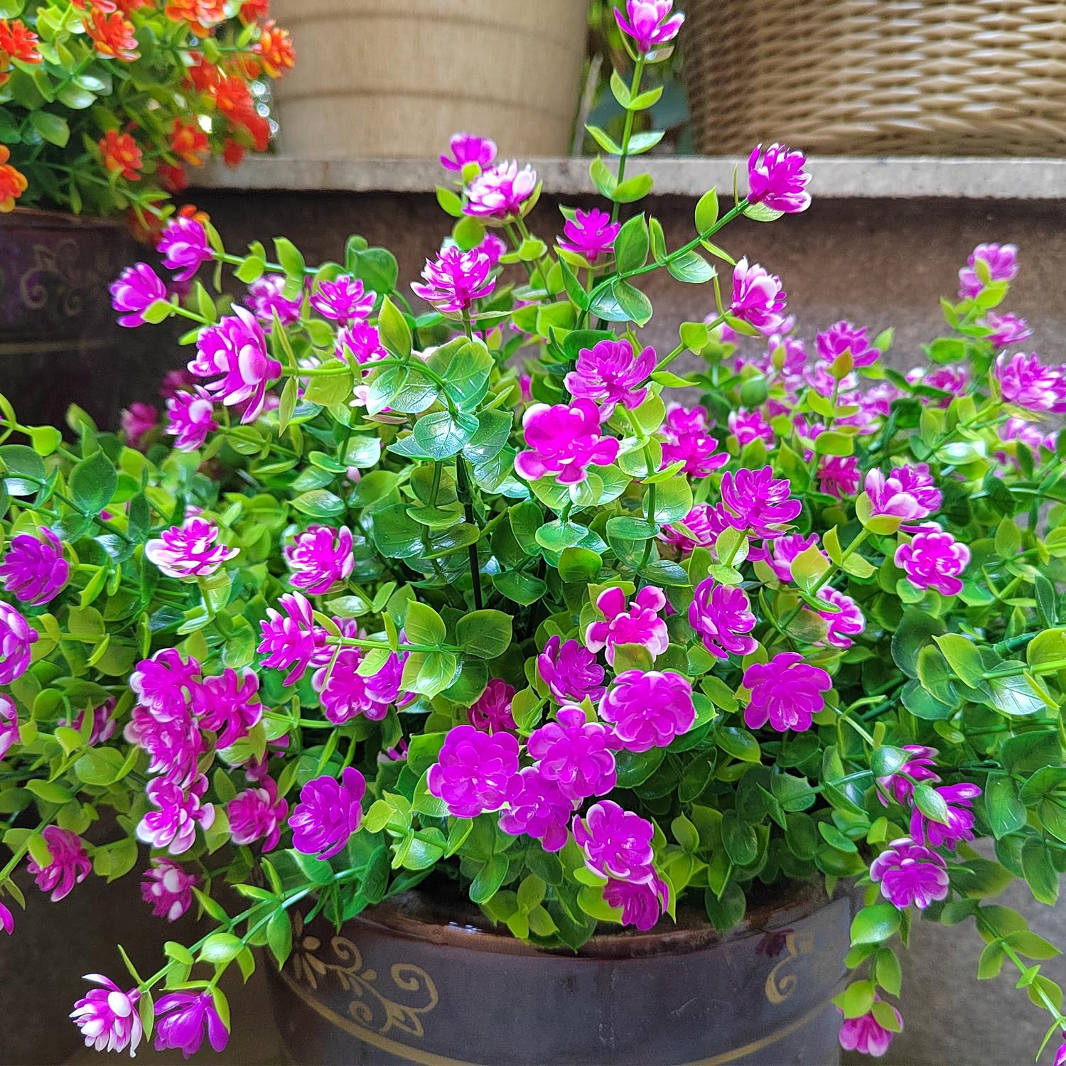 12 Bundles Artificial Flowers for Outdoor Use Magenta