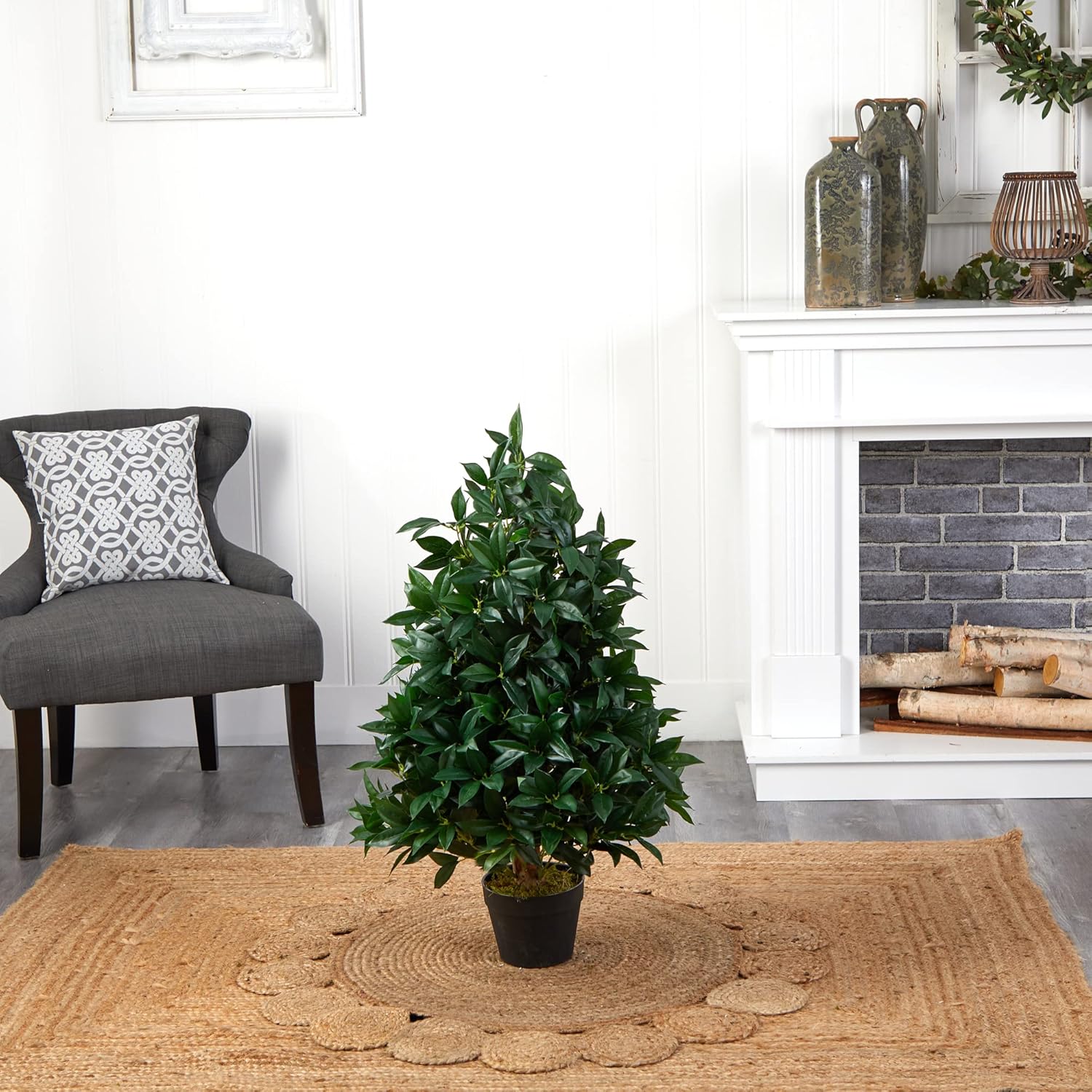 Nearly Natural 3ft Bay Leaf Artificial Topiary Tree