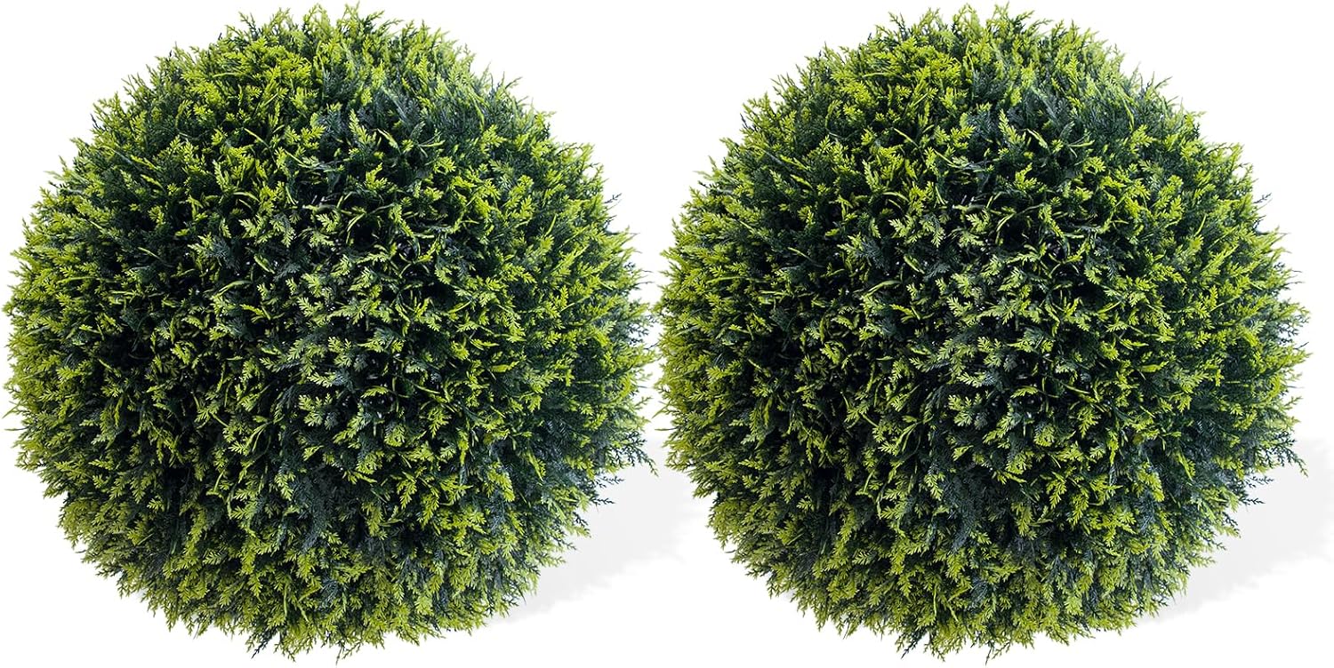 Garvee Artificial Cedar Topiary Balls 2 Pcs 19 Inch