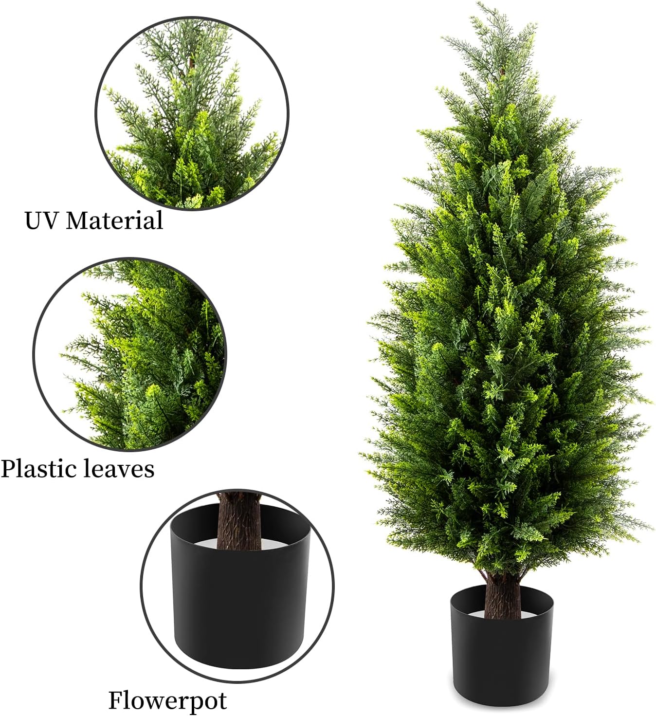 Two 3ft UV Resistant Artificial Cedar Topiary Trees Set of 2