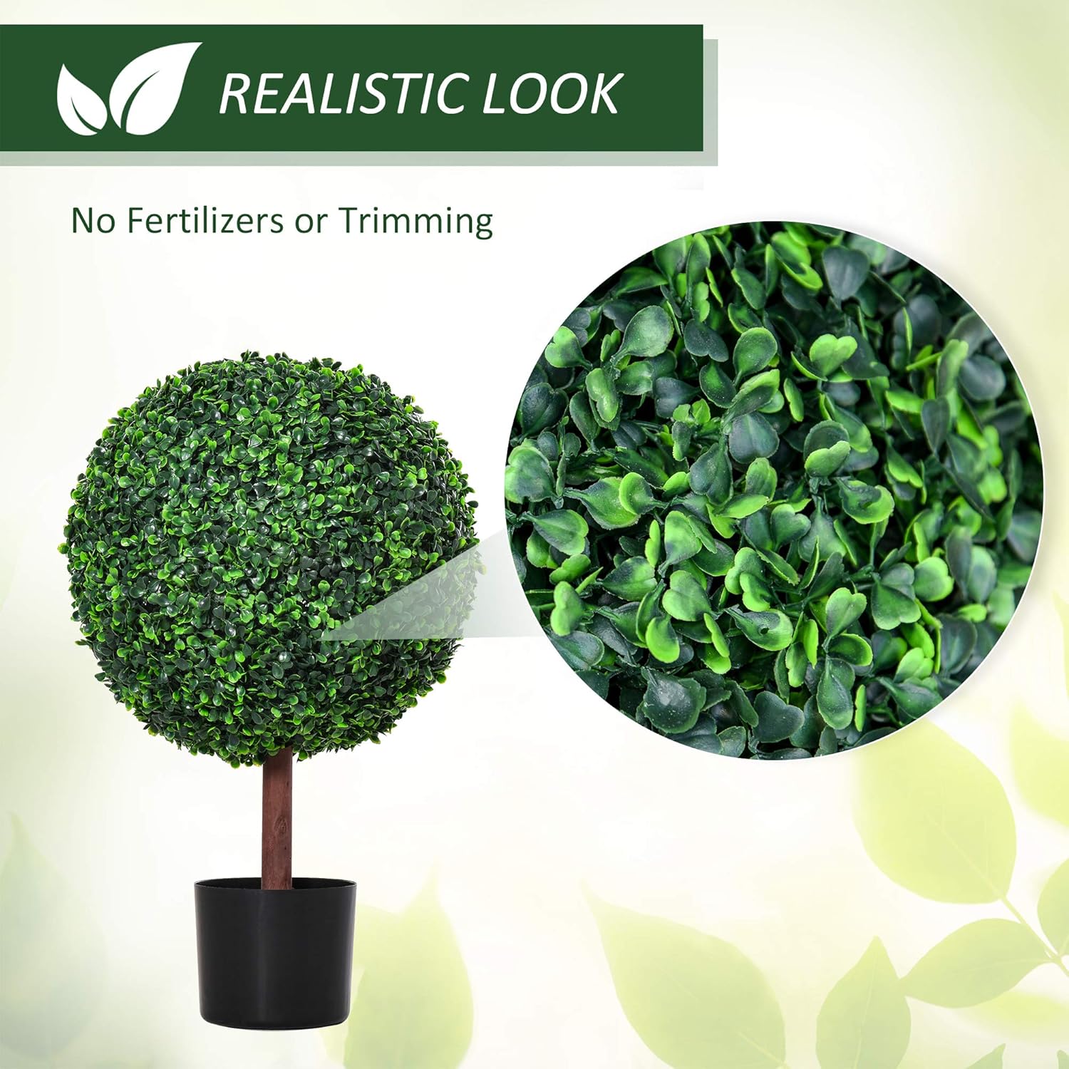 Outsunny 235 Artificial Boxwood Topiary Ball Tree