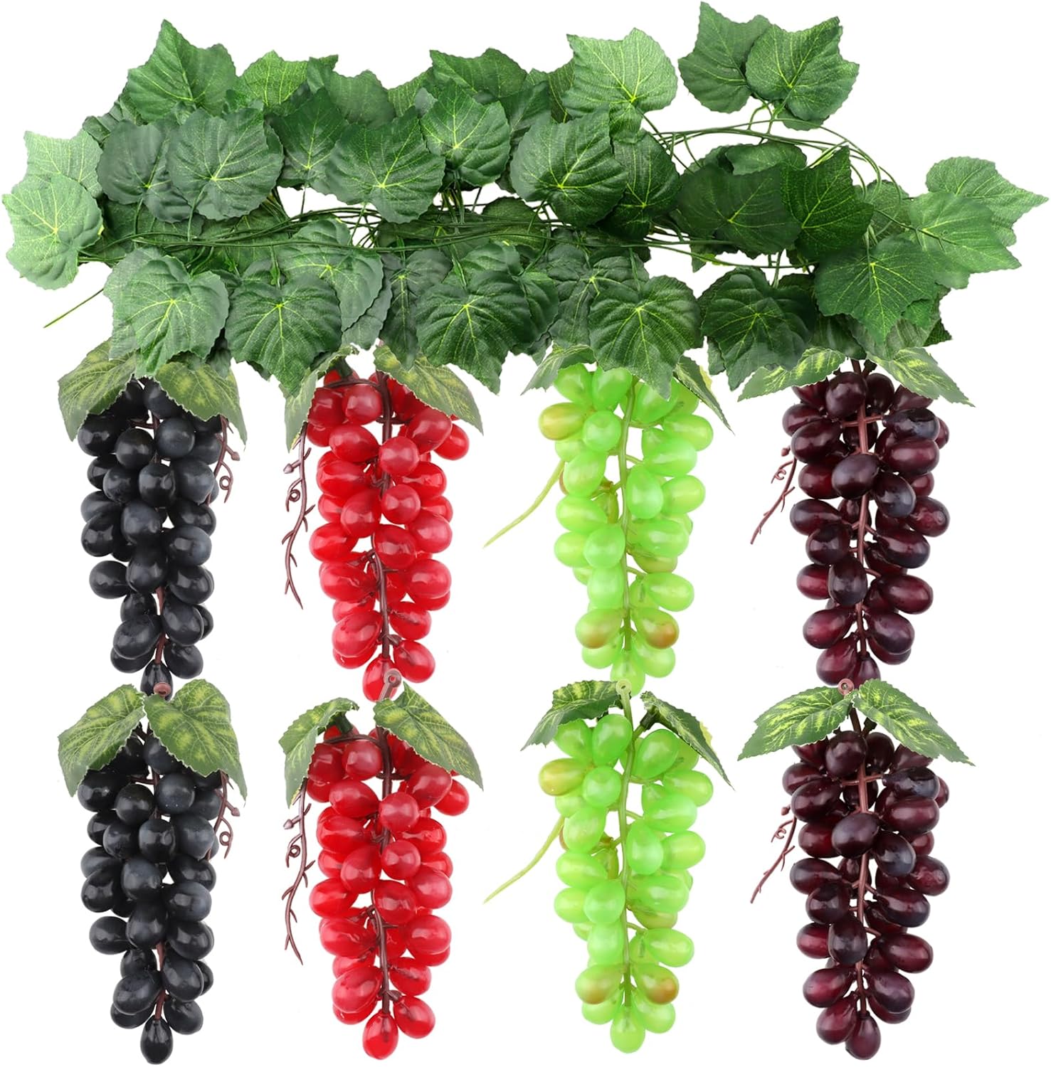 8 Bunches Artificial Grapes with 3 Grape Vines Hanging Decor
