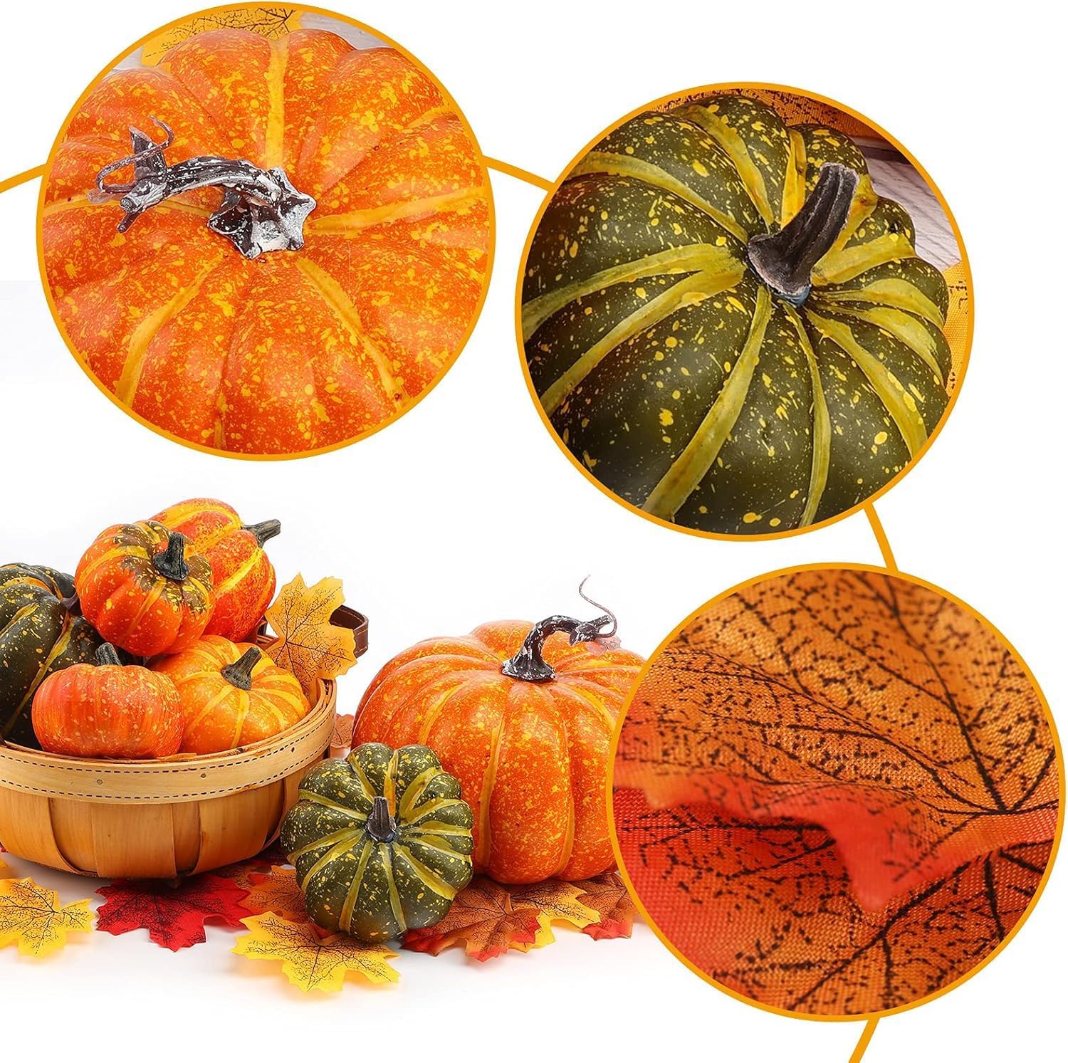FUTUREPLUSX 38 Piece Artificial Pumpkin Set for Fall Decor