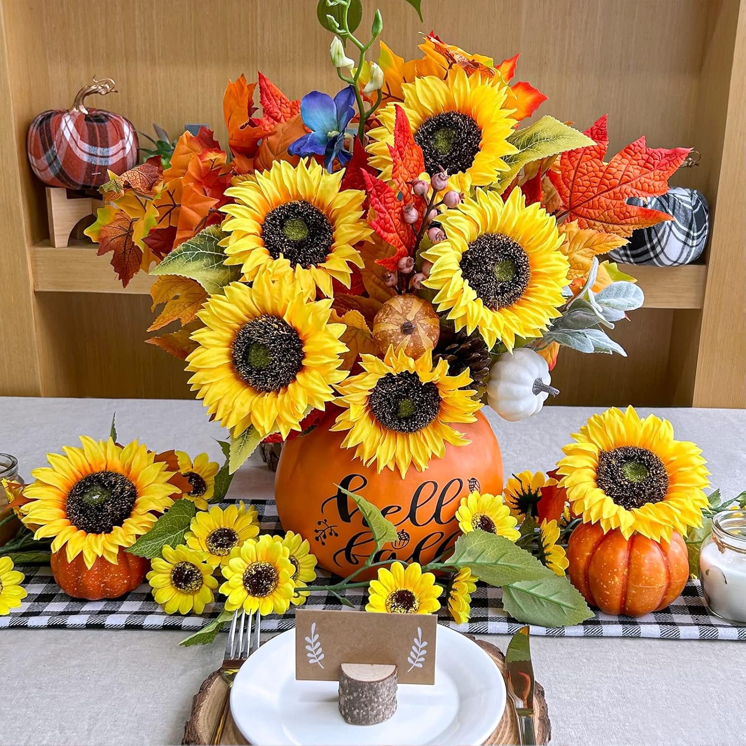 Winlyn 9-Pack Artificial Sunflower Stems for Vase Bouquets Centerpieces