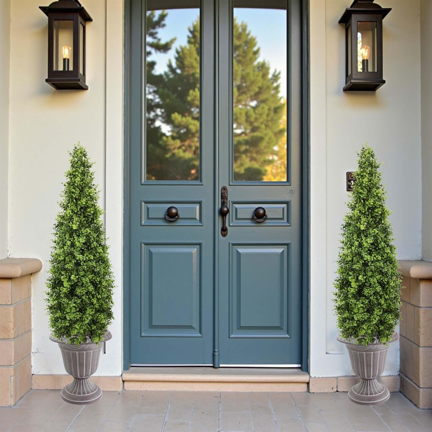 48 Inch Artificial Boxwood Topiary Tree 2 Pack