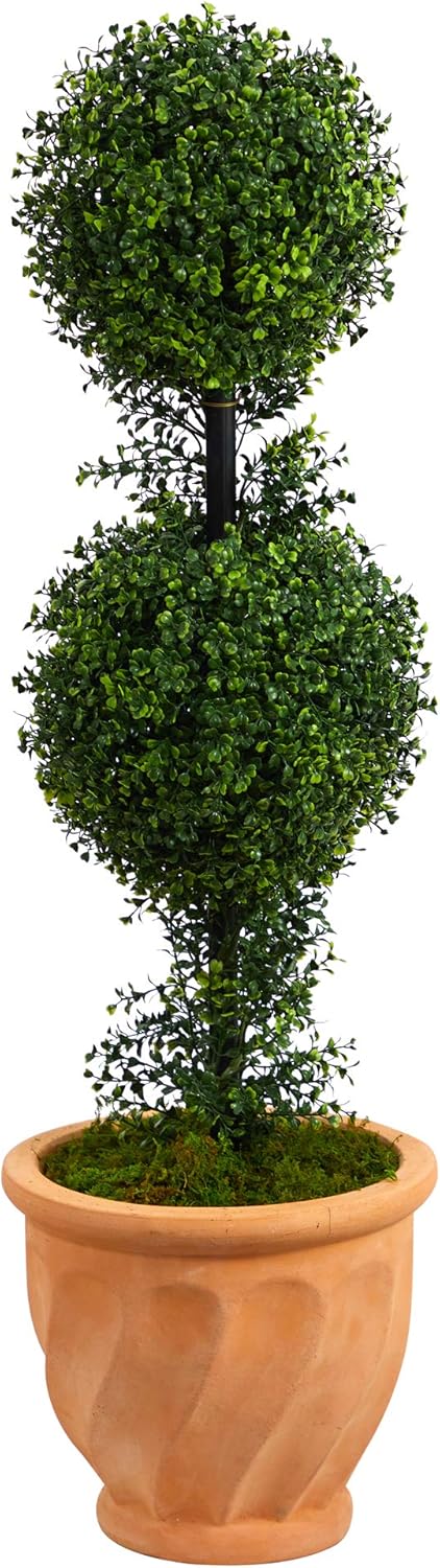 Nearly Natural 40in Boxwood Double Ball Topiary Artificial Tree