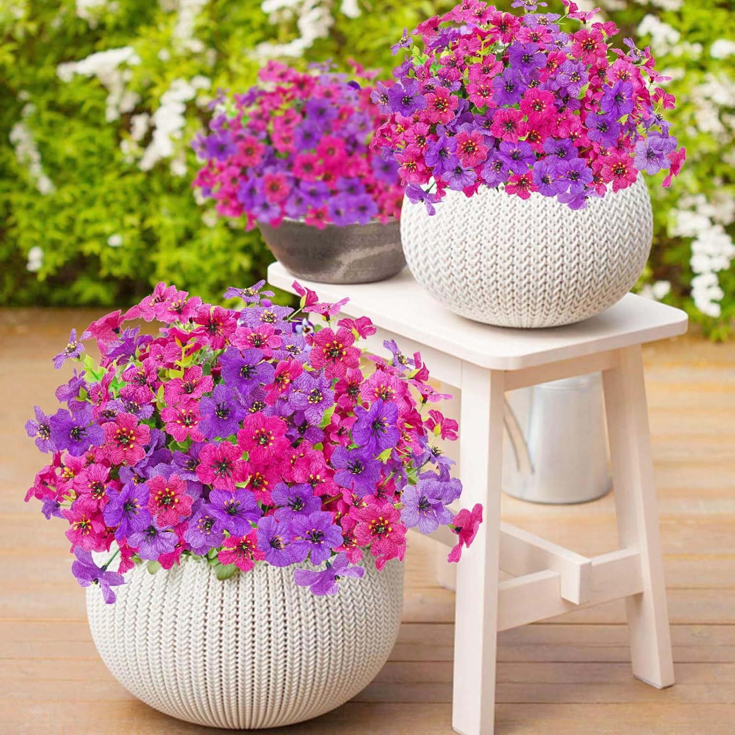 Yastouay 12 Bundles Artificial Flowers for Outdoor Decor