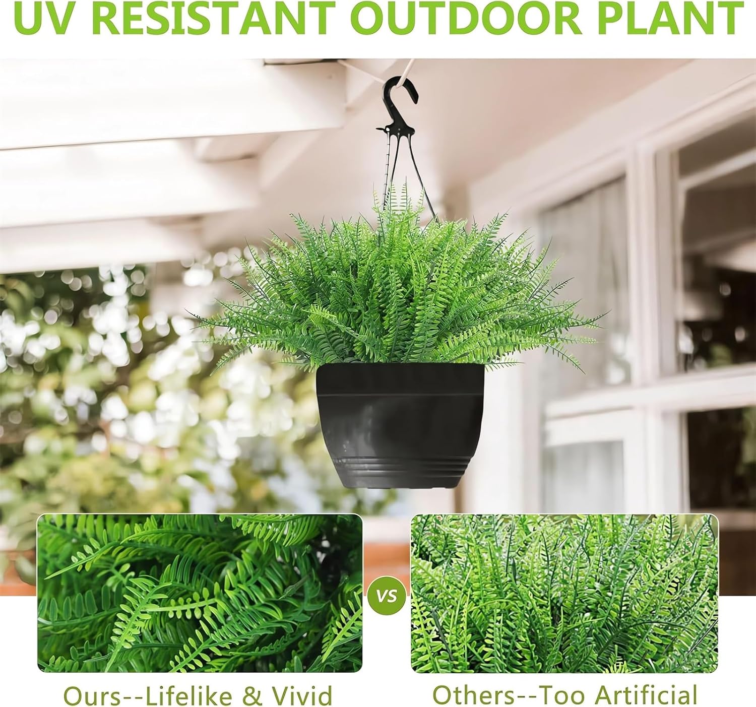 UV Resistant Lifelike Artificial Boston Fern Set of 2