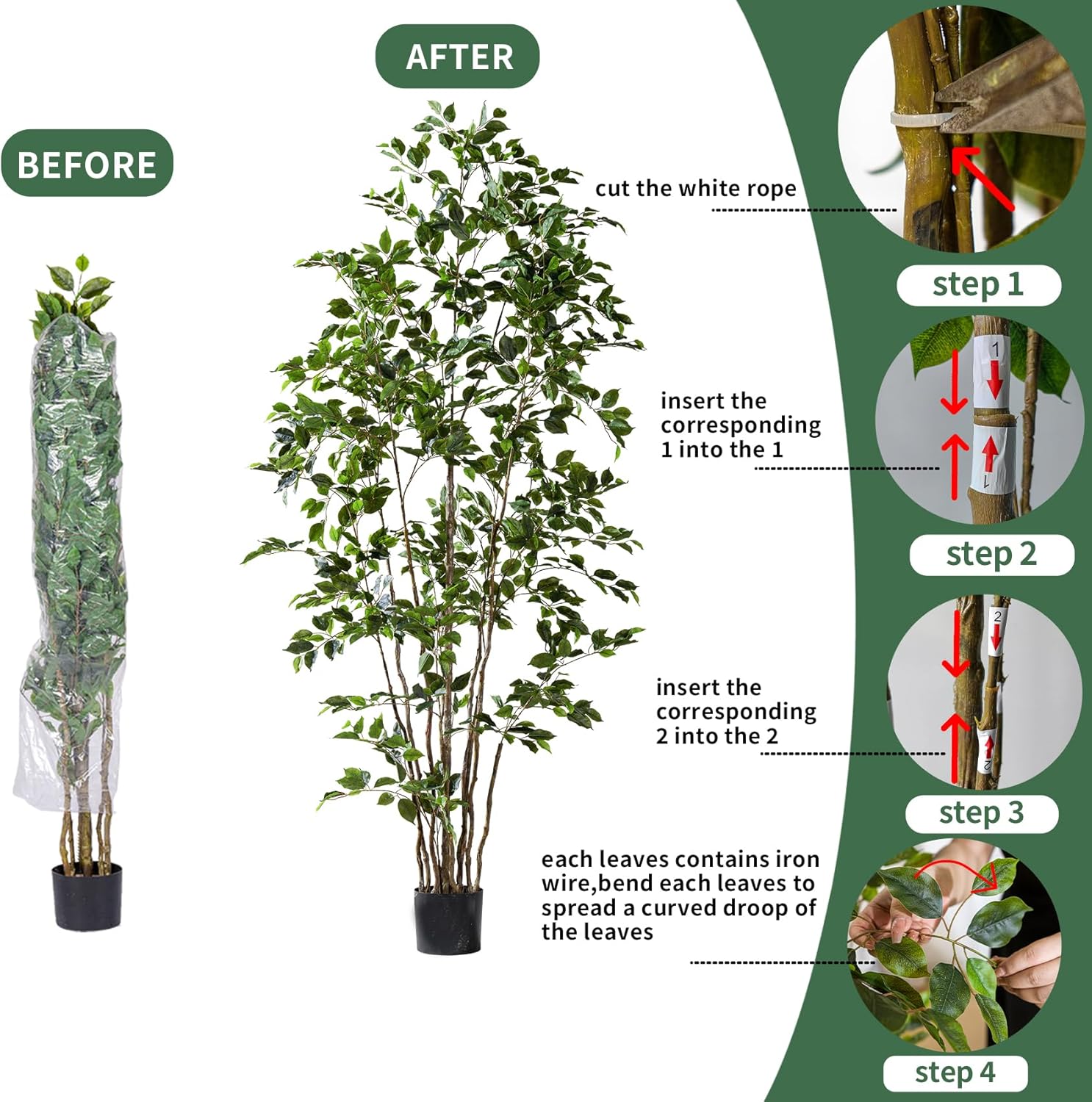 Bailikang Artificial Ficus Tree 4ft Indoor Decor