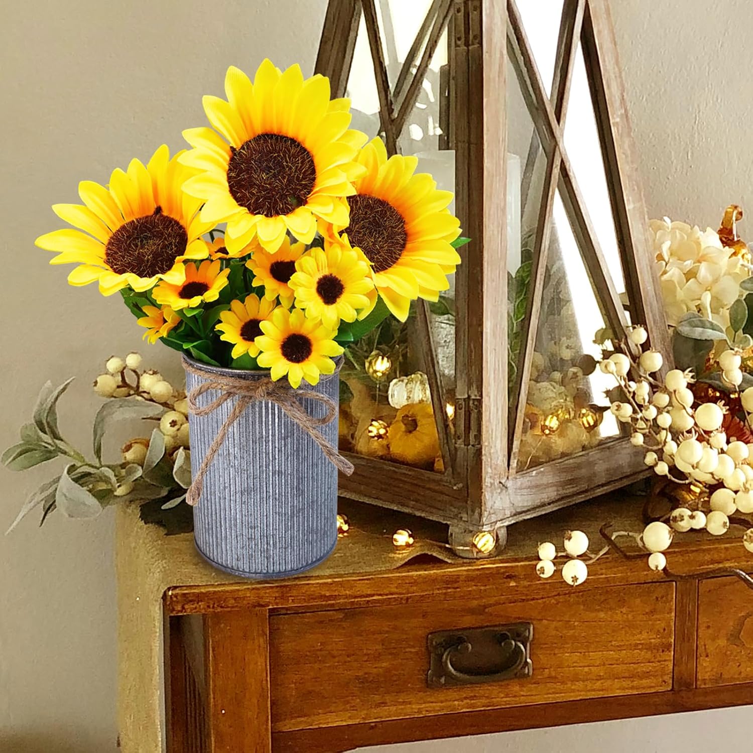 Winlyn 3 Piece Artificial Sunflower Farmhouse Decor Set