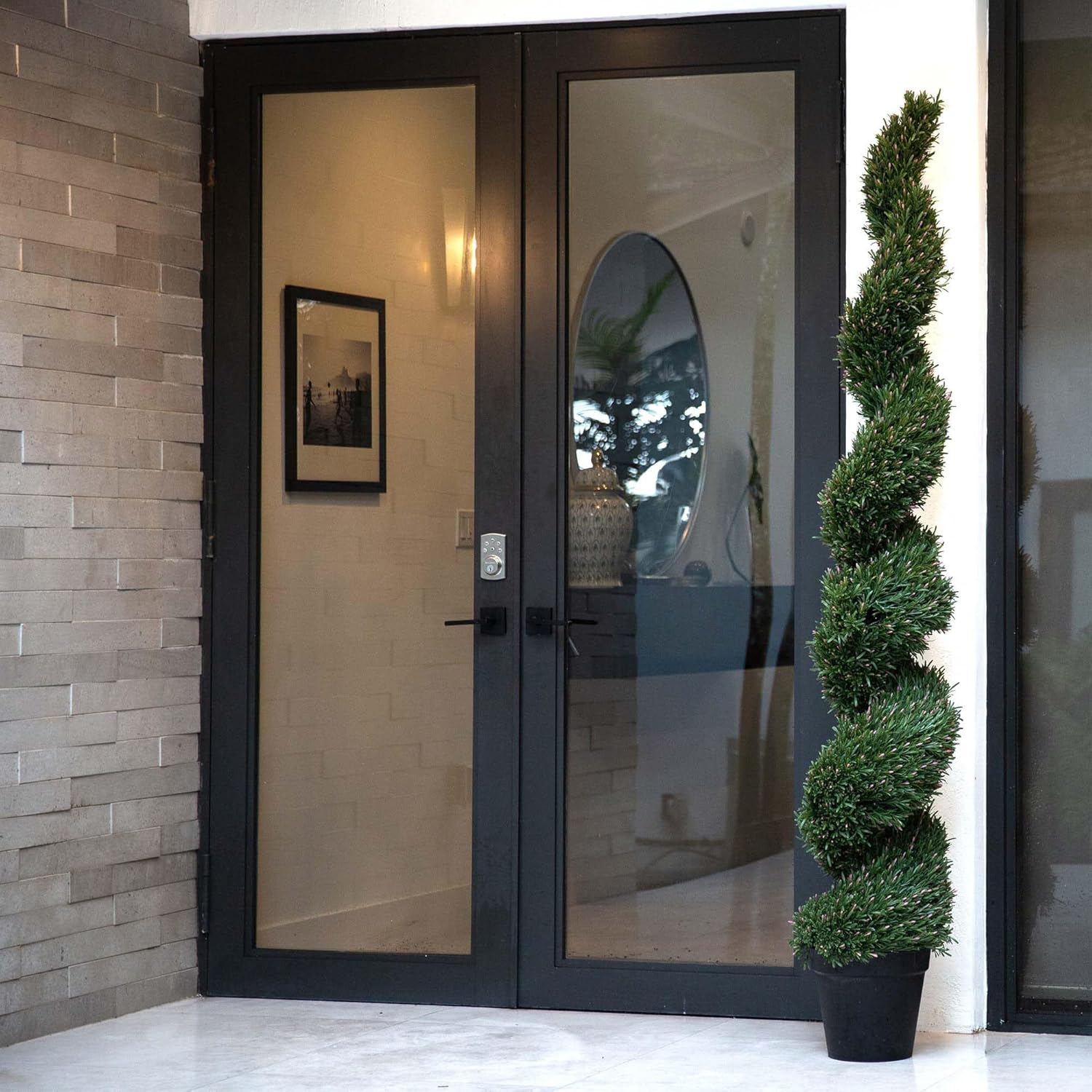 Nearly Natural 7ft UV Resistant Artificial Rosemary Spiral Topiary Tree