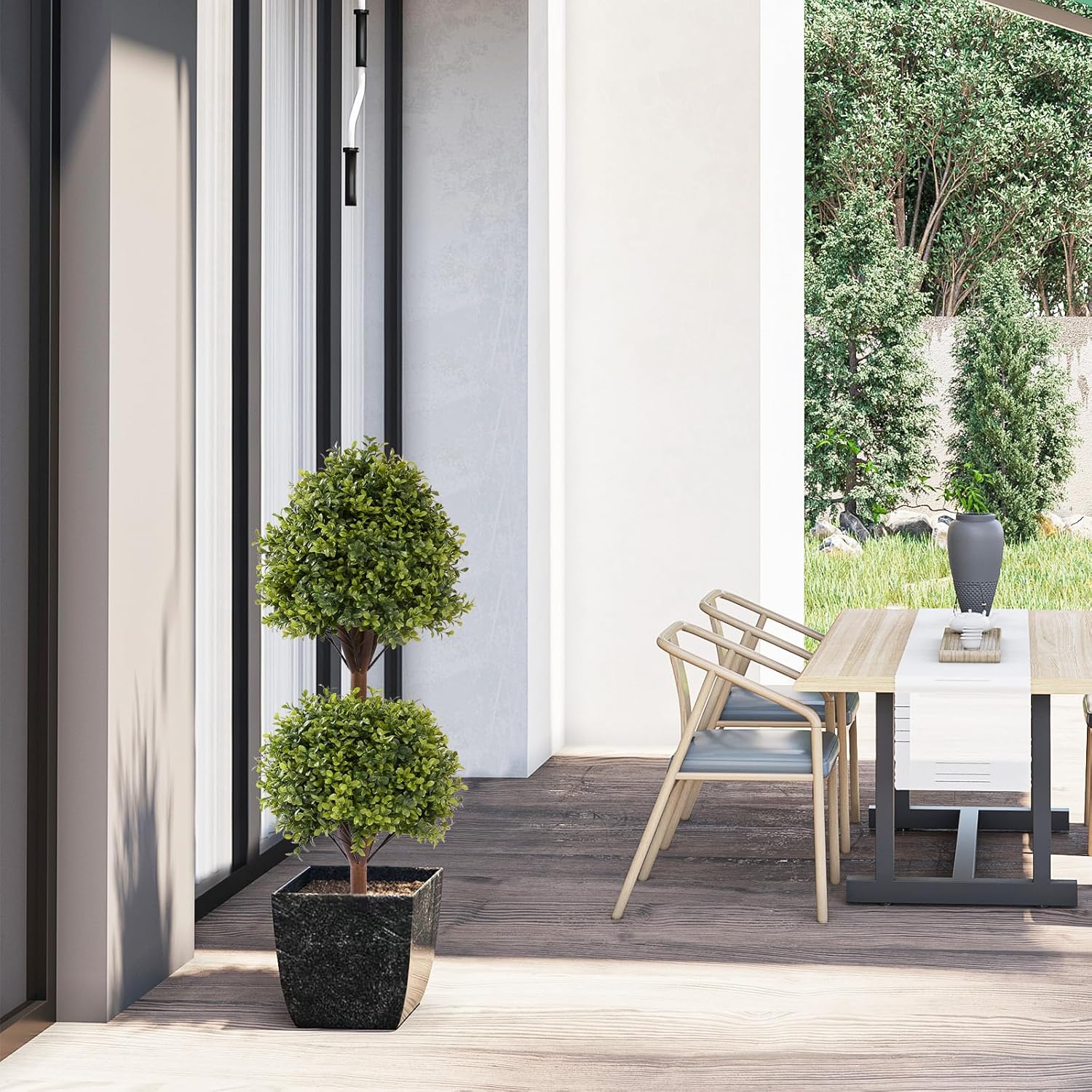 THE BLOOM TIMES Artificial Boxwood Topiary Set of 2