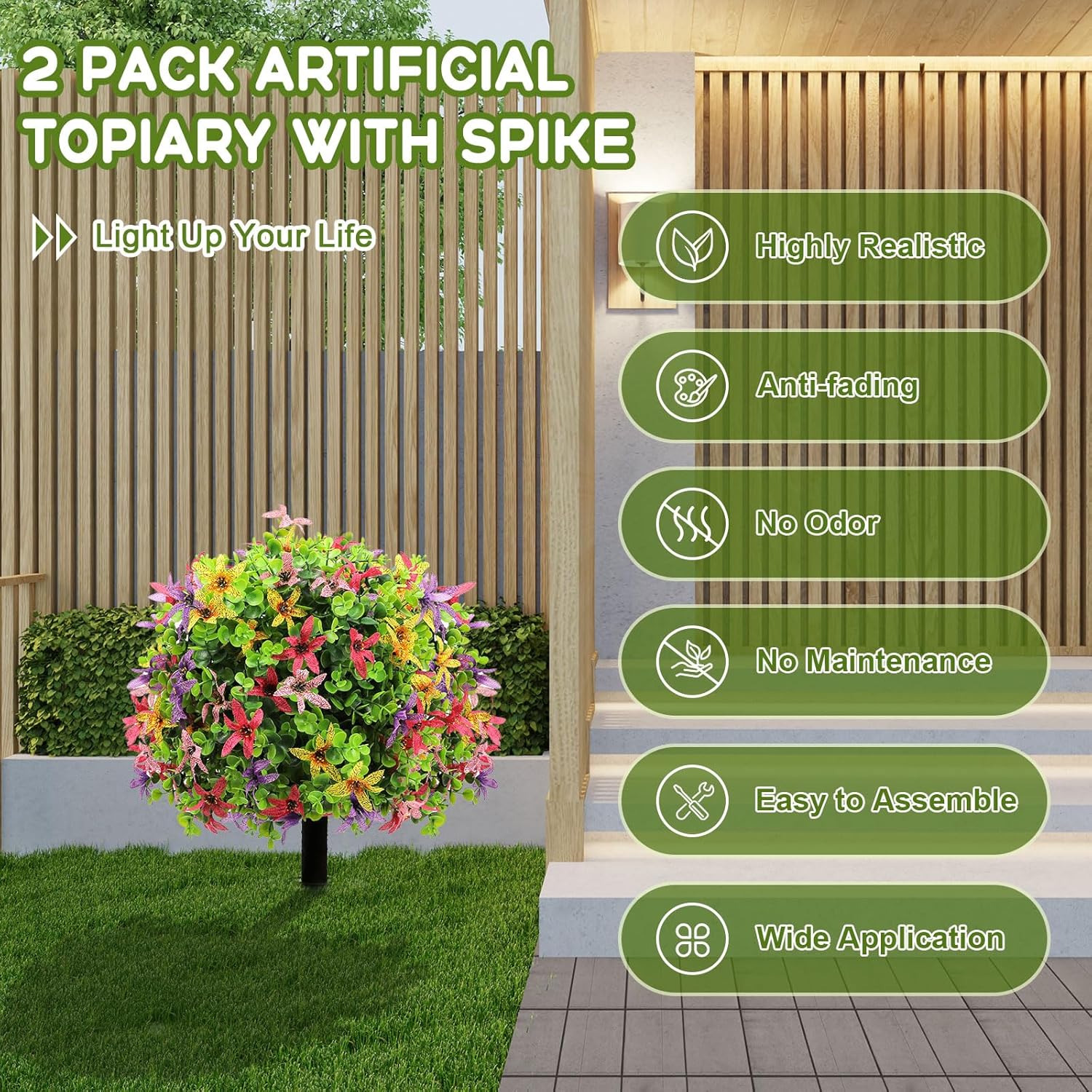 AXHJ 23 Inche Artificial Topiary Ball with Flowers