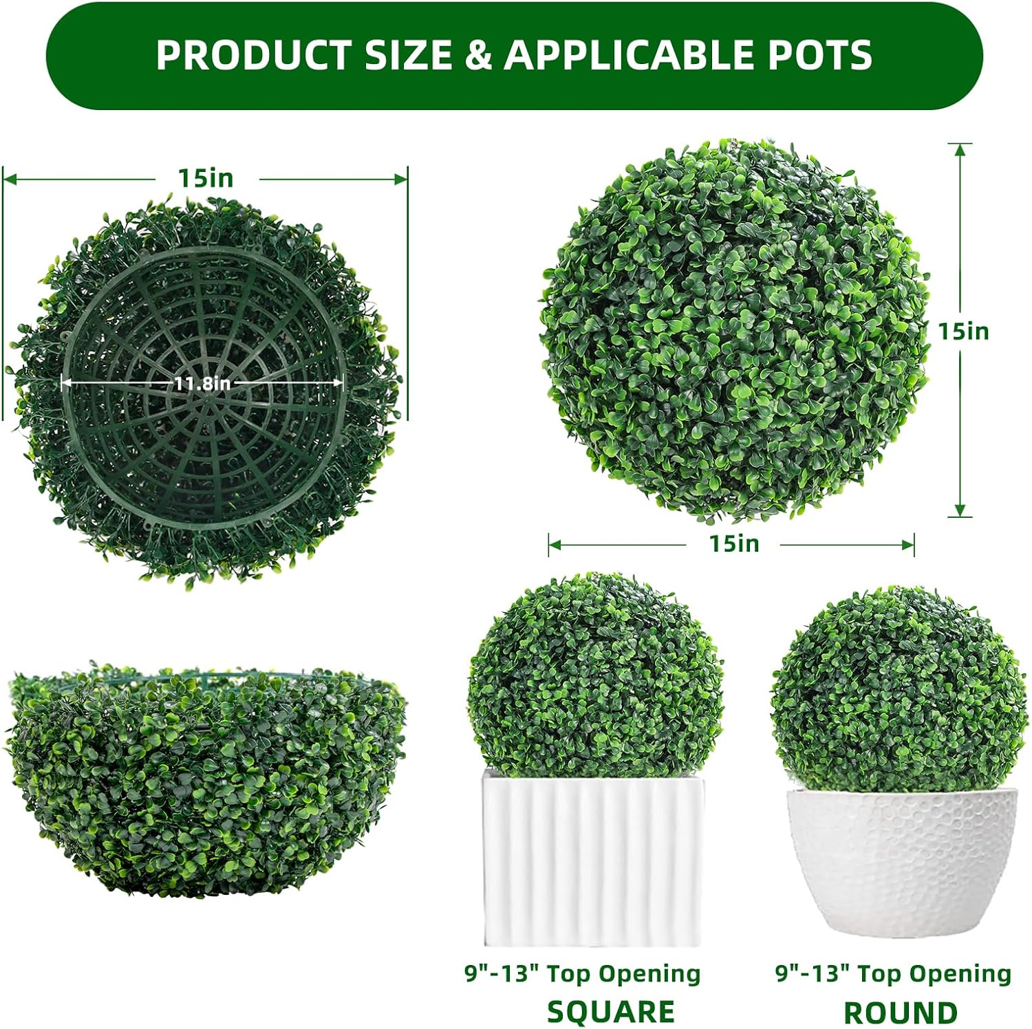 GarveeHome Artificial Topiary Balls 2 Pcs Outdoor Decor