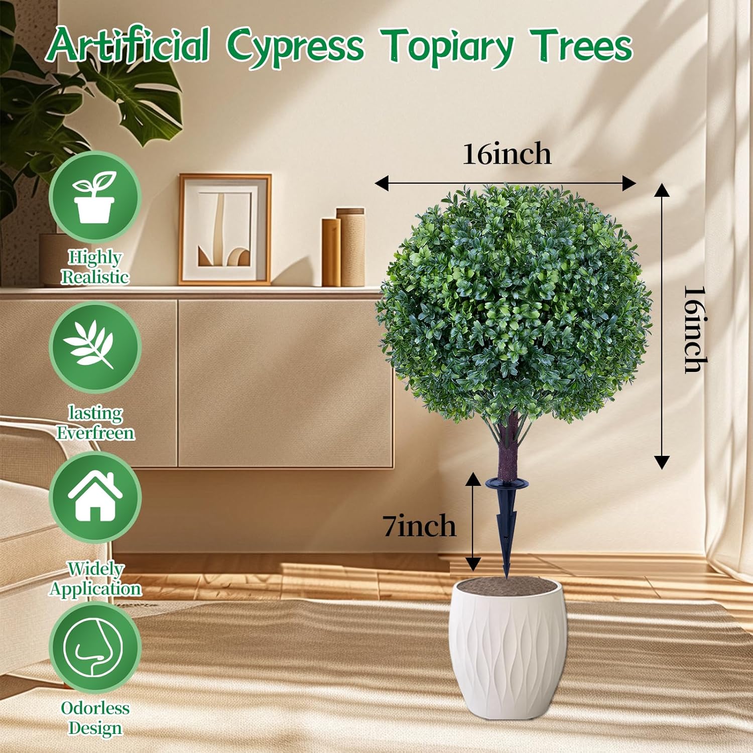 Artificial Boxwood Sphere Bushes Set of 2 UV Resistant Lifelike Topiaries