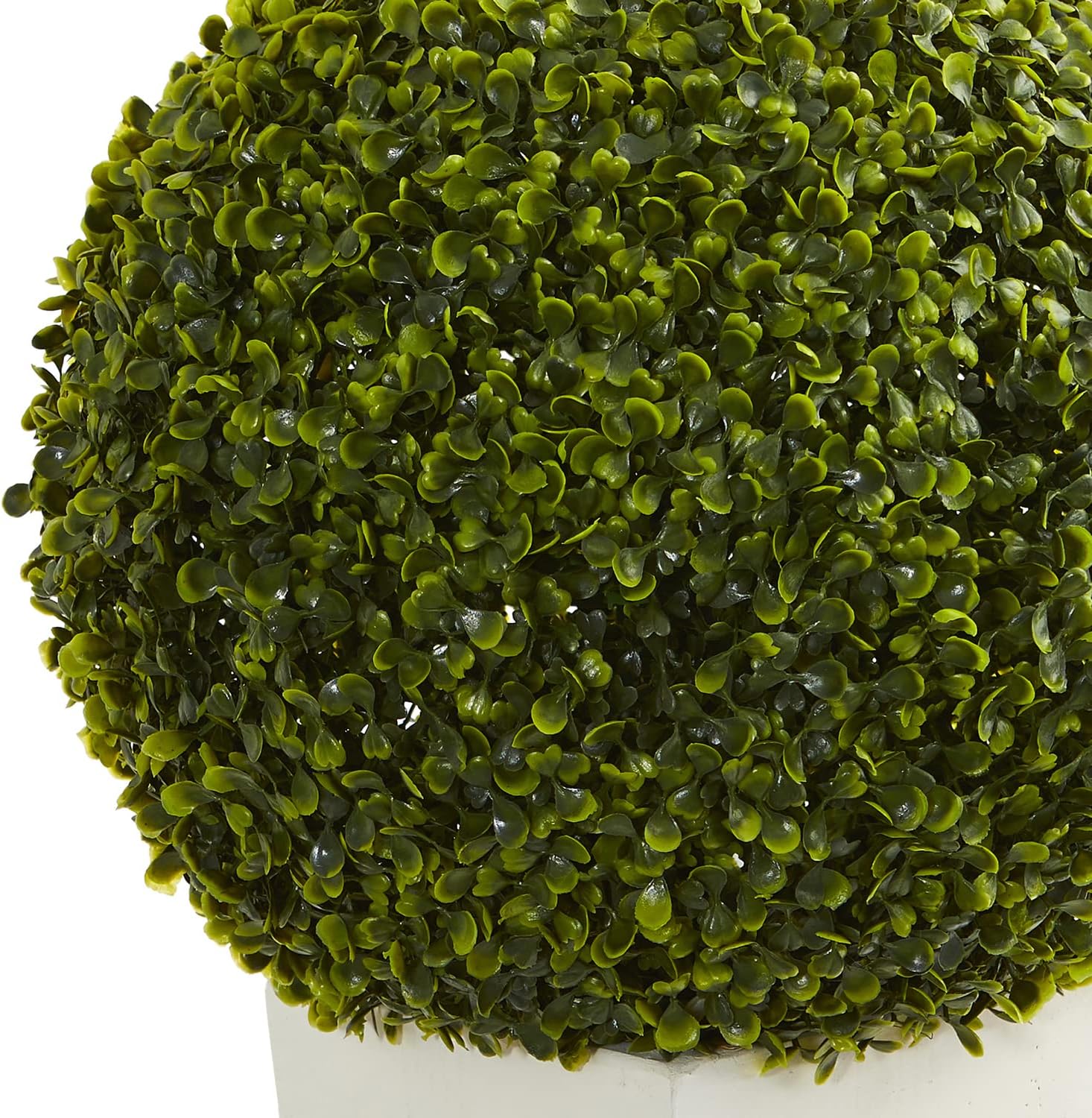 Nearly Natural 28in Boxwood Topiary Artificial Plant in White Tower Planter