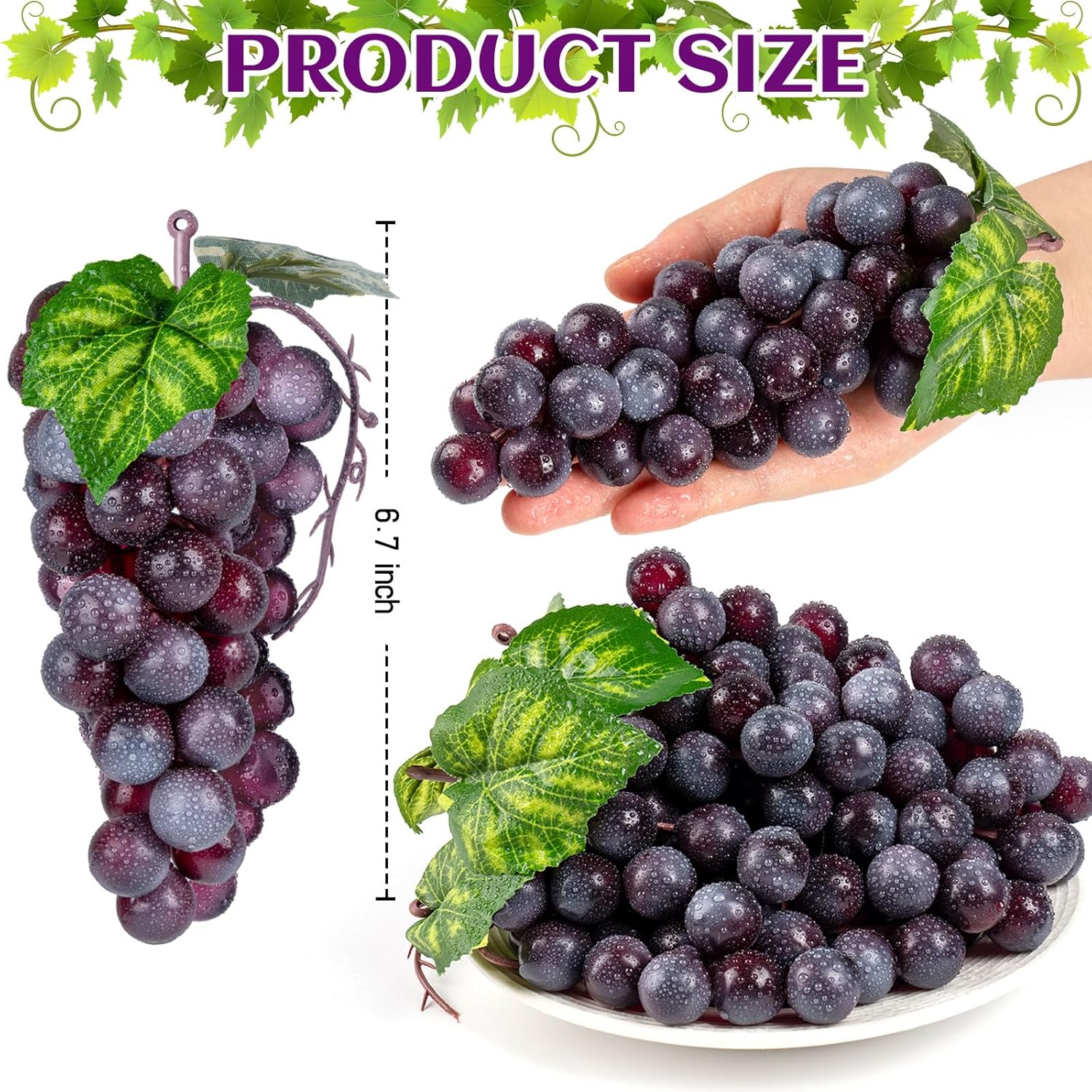 CLESDF 4 Bunches Purple Artificial Grapes Decor