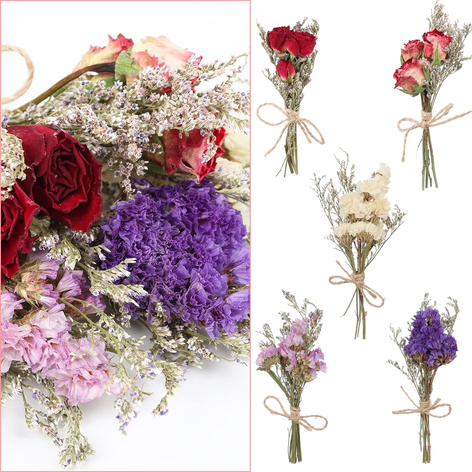 10 Pack Mini Dried Flower Bouquets with Stem Forget Me Not