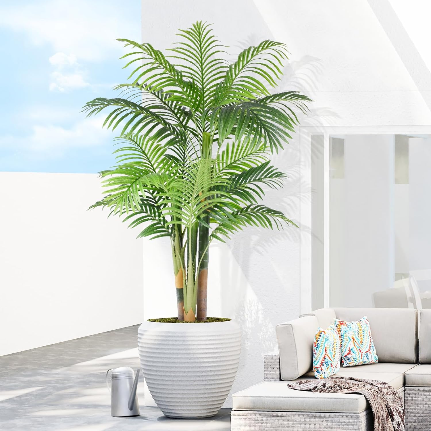 5ft Triple Golden Cane Palm Artificial Tree in Pot