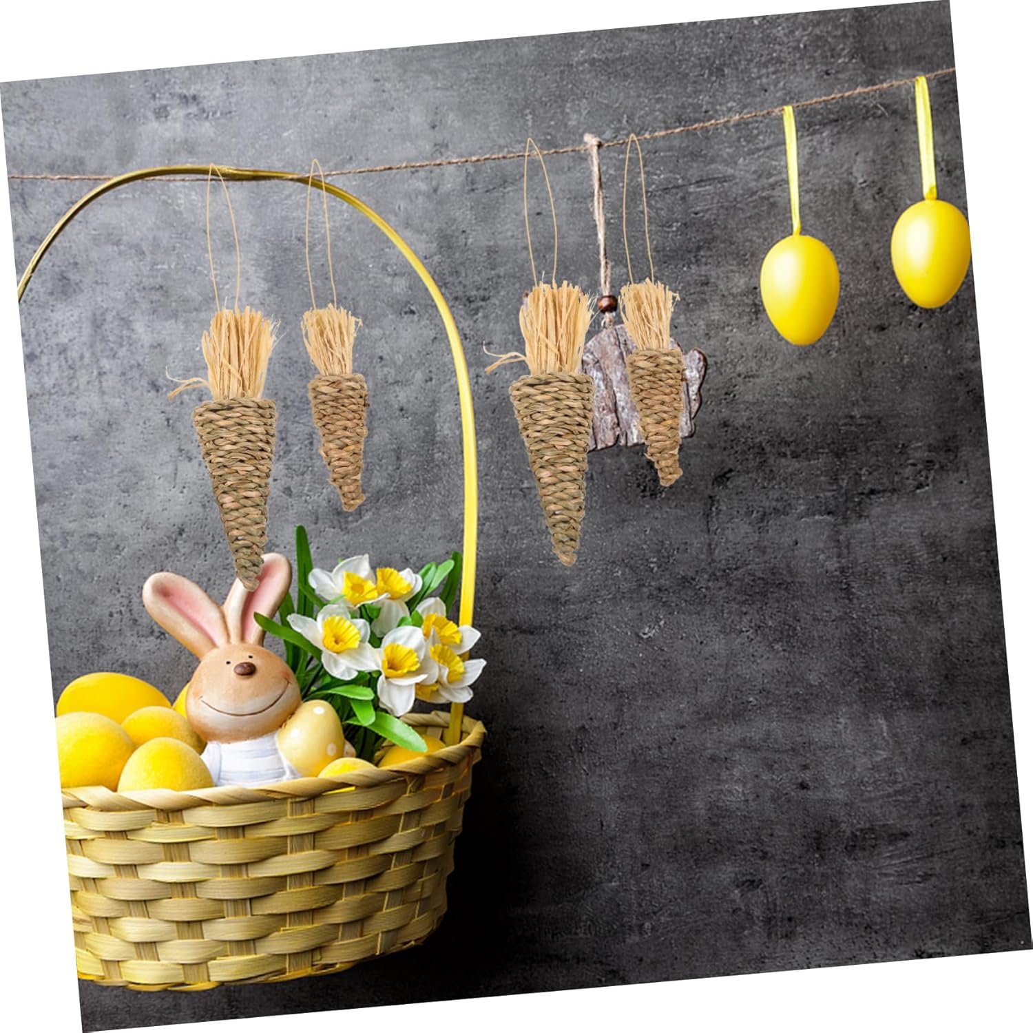 LIFKOME 8pcs Woven Carrot Hanging Easter Decor