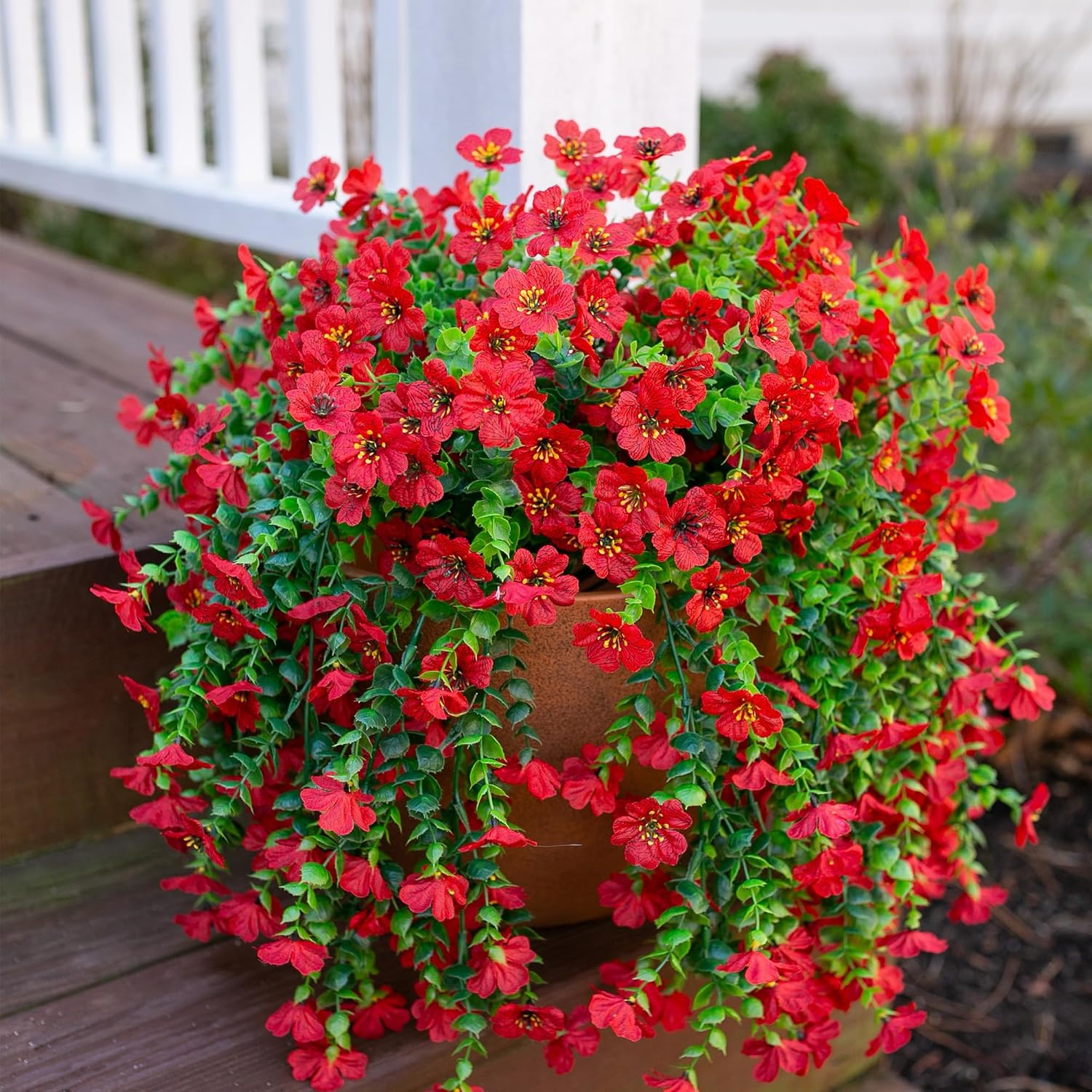HyeFlora Artificial Hanging Flowers 2Pcs Red Spring Summer Decor