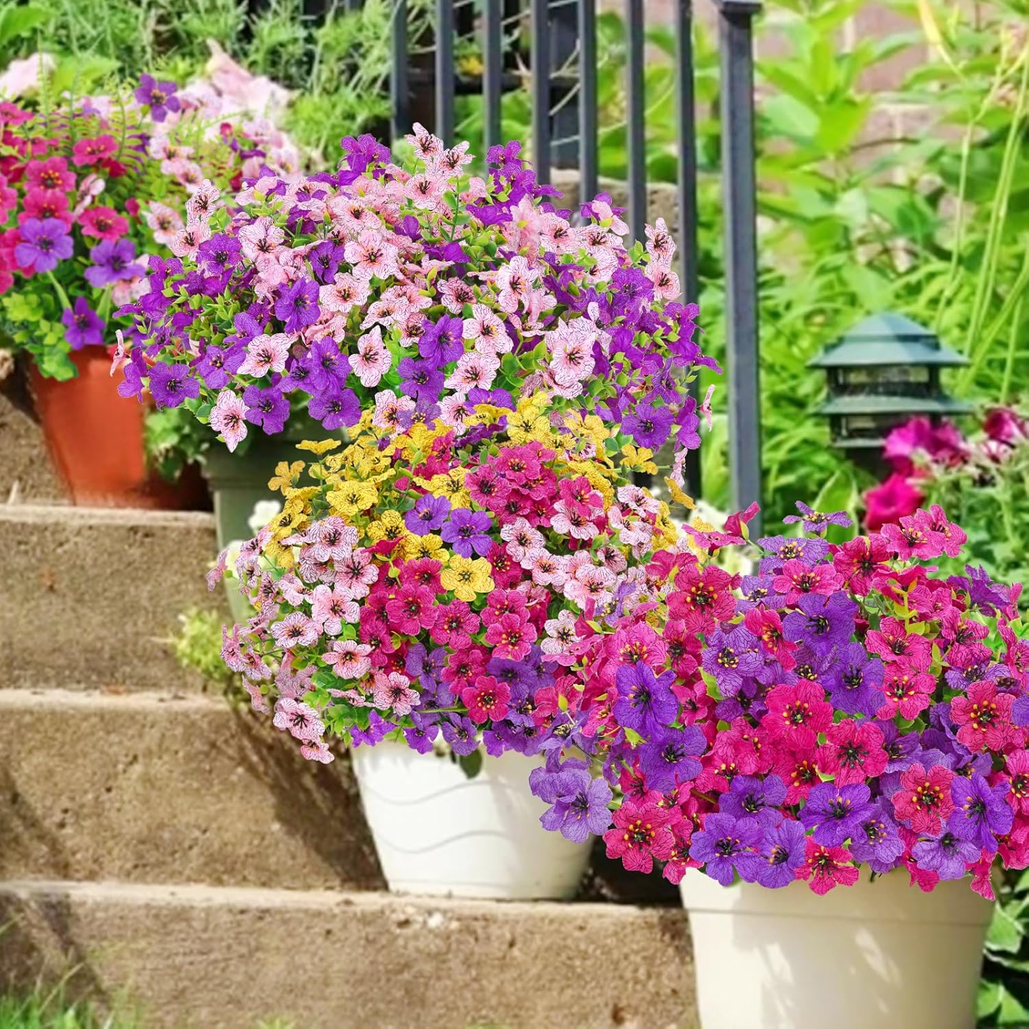 Yastouay 12 Bundles Artificial Flowers for Outdoor Decor