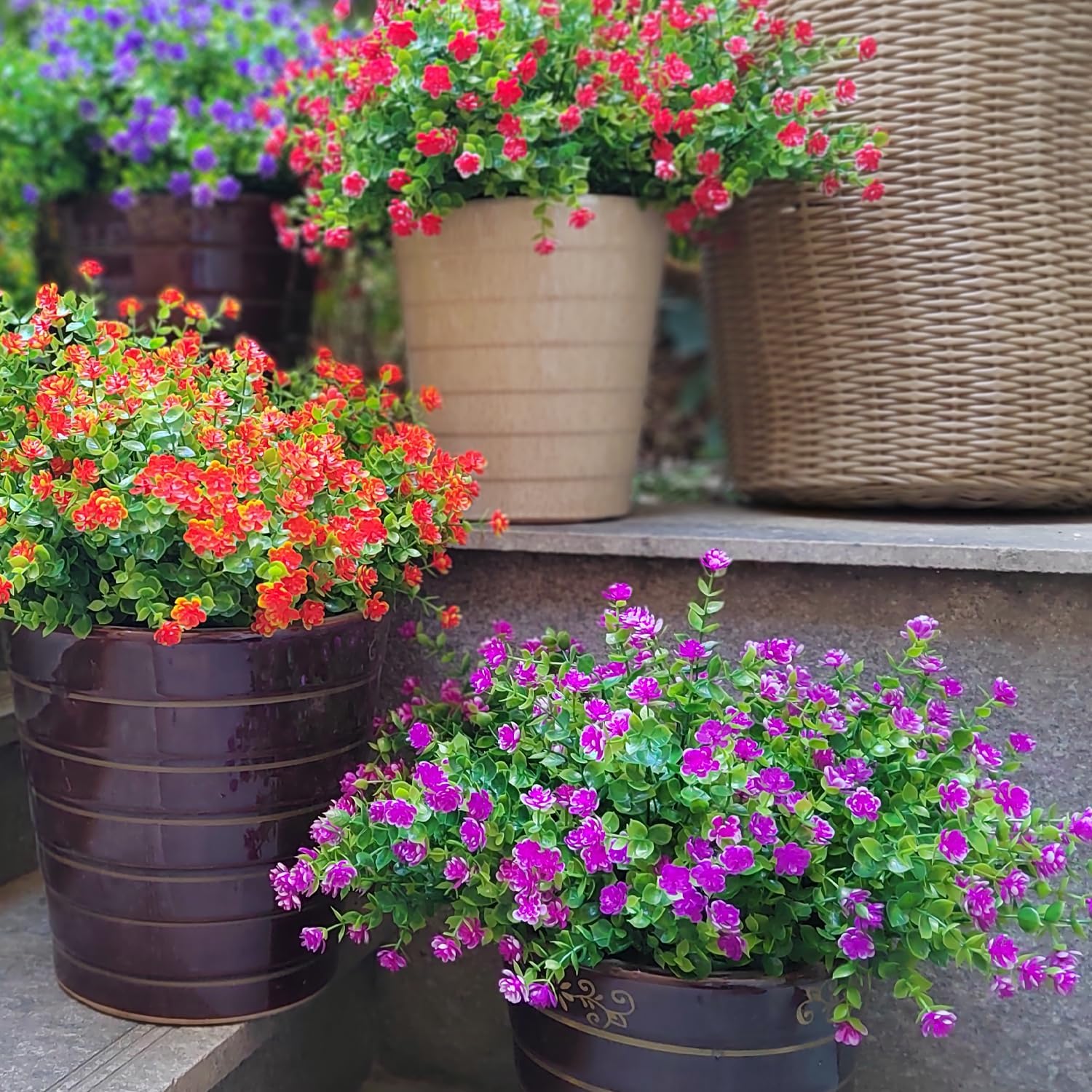 12 Bundles Artificial Flowers for Outdoor Use Magenta