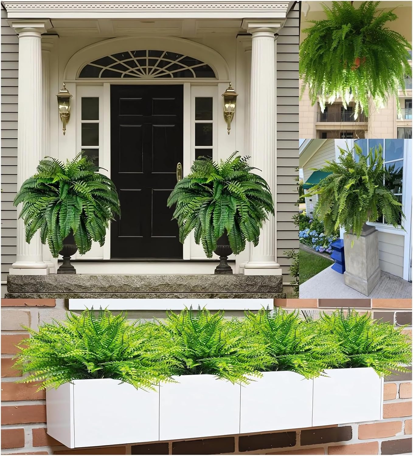UV Resistant Lifelike Artificial Boston Fern Set of 2