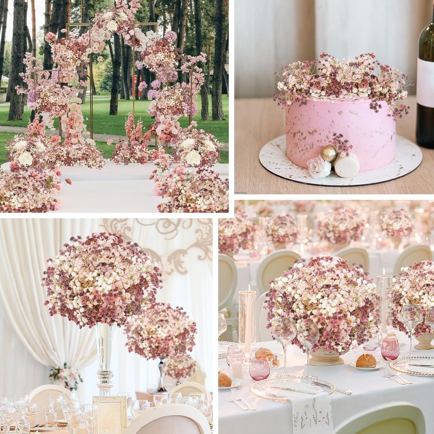 NT NIETING Artificial Baby Breath Flowers 10Pcs Pink Wedding Decoration