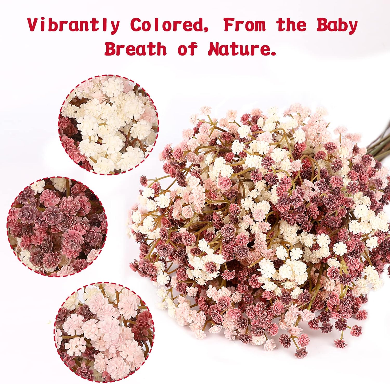 NT NIETING Artificial Baby Breath Flowers 10Pcs Pink Wedding Decoration