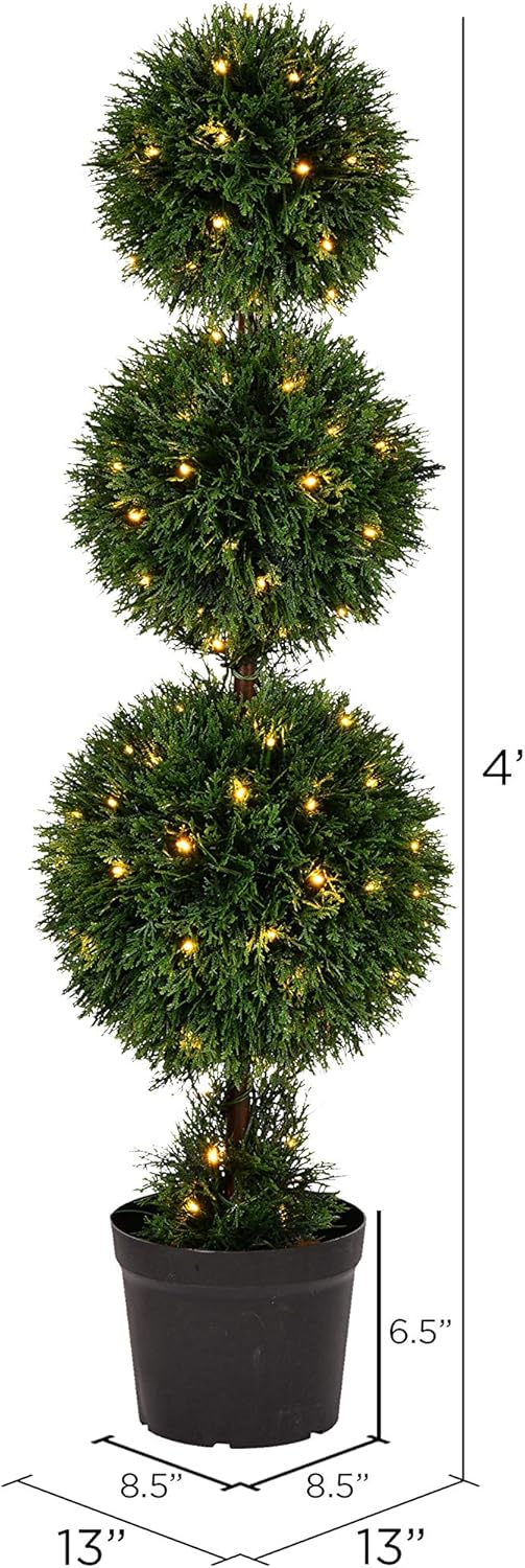 Vickerman 4 Foot Artificial Pre-Lit Cedar Topiary Tree