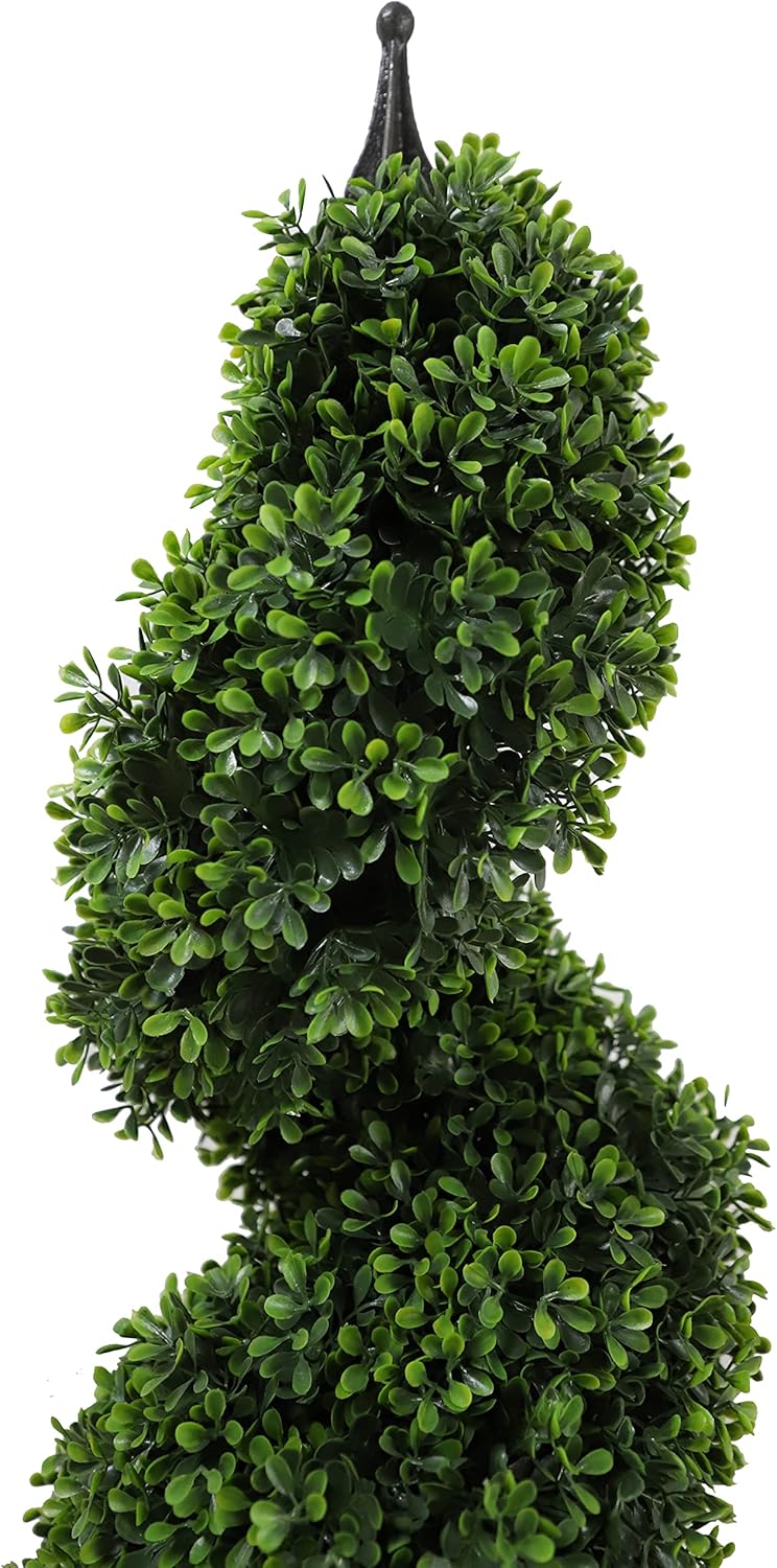 35 Inch Outdoor Boxwood Spiral Faux Topiary Trees Set of 2