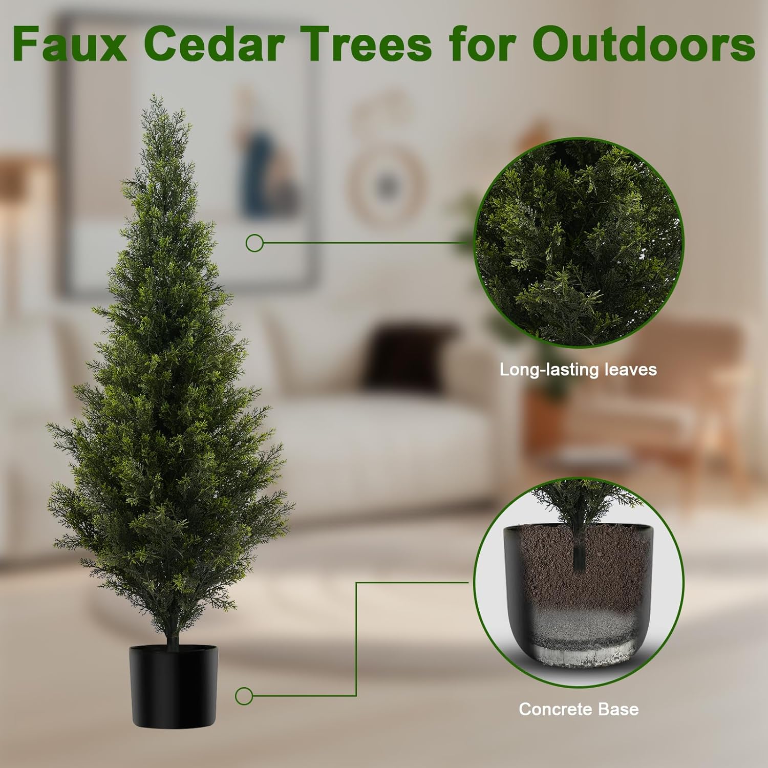 ENGREEN 3FT Artificial Cedar Topiary Trees 2 Pack