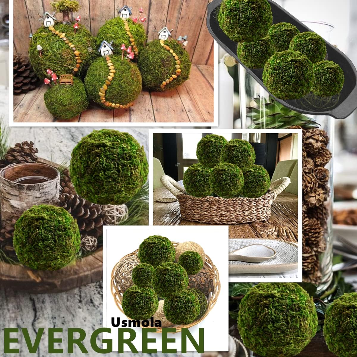 Usmola 18pcs Fake Moss Balls for Decor