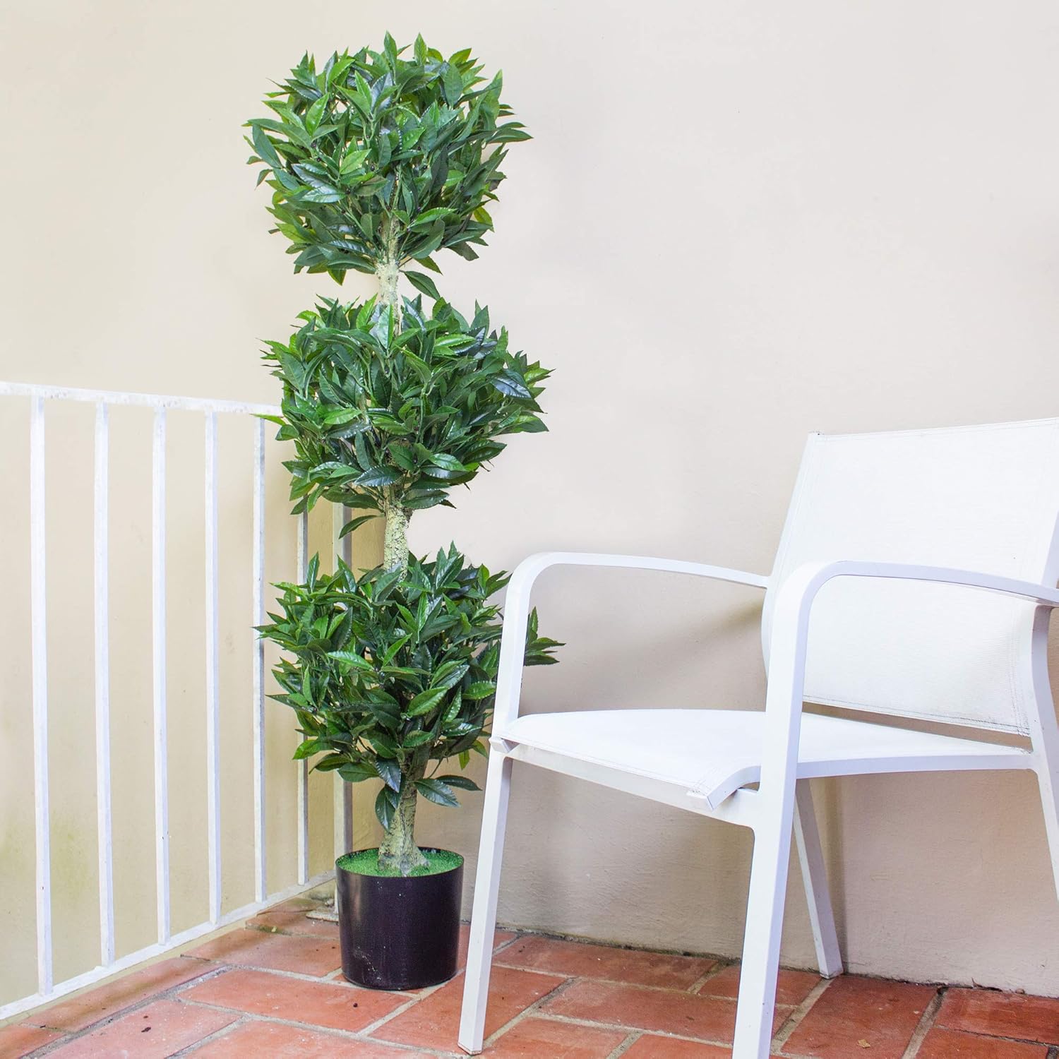 Nearly Natural 5ft Triple Bay Leaf Topiary UV Resistant