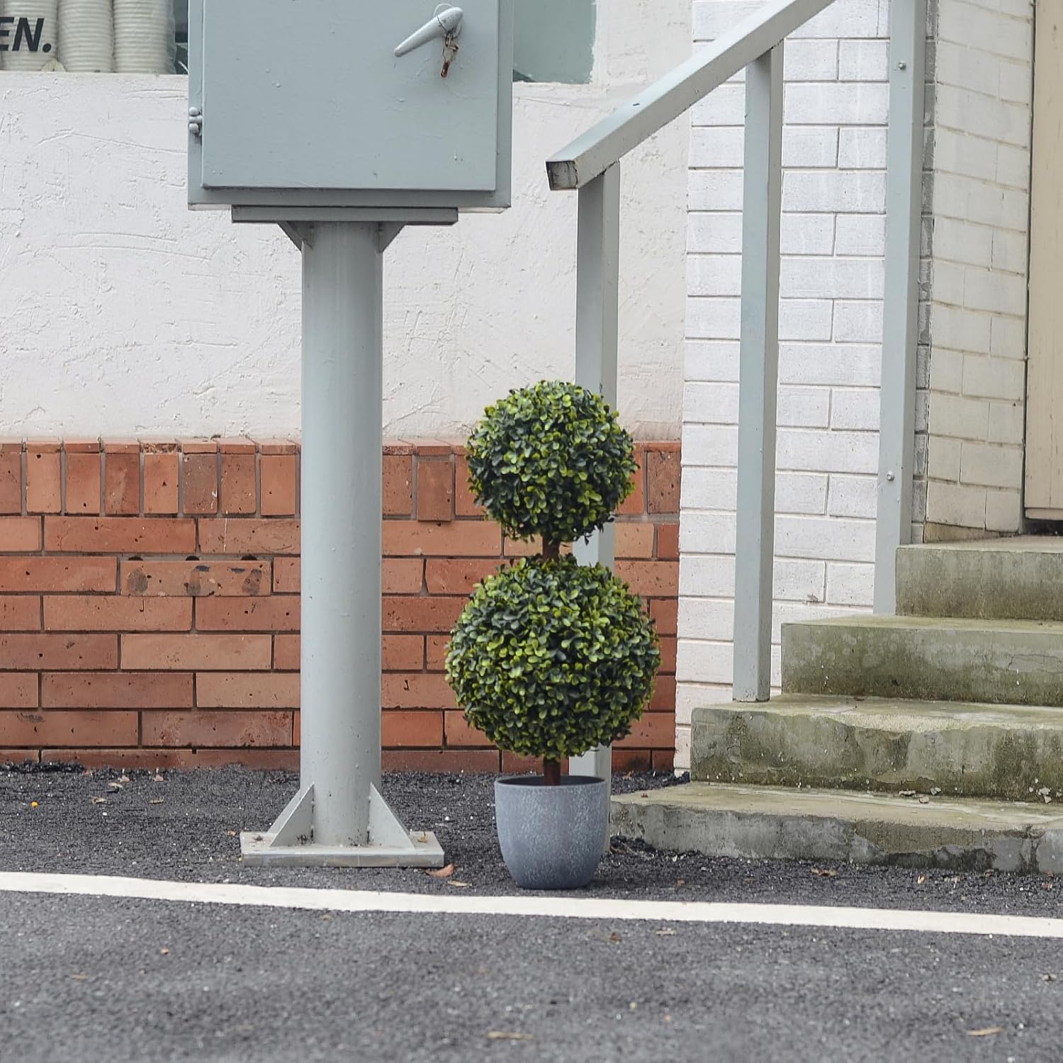 UNADRA Faux Boxwood Topiary Plants 2 Pack 24 Inch Artificial