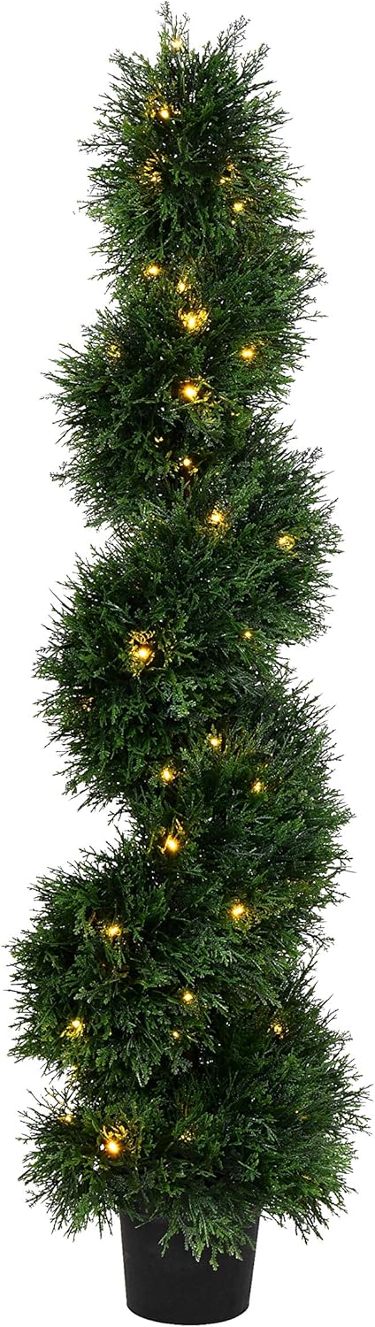 Vickerman Pre-Lit LED Cedar Topiary Spiral Tree 4ft Tall