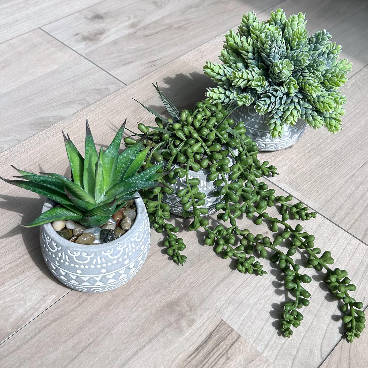 Winlyn 3 Pcs Assorted Small Artificial Succulent Plants