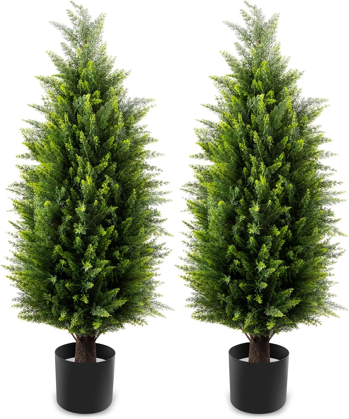 Two 3ft UV Resistant Artificial Cedar Topiary Trees Set of 2
