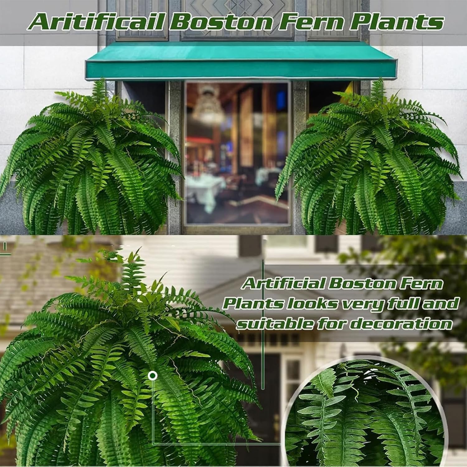 UV Resistant Artificial Boston Ferns 38 Leaves