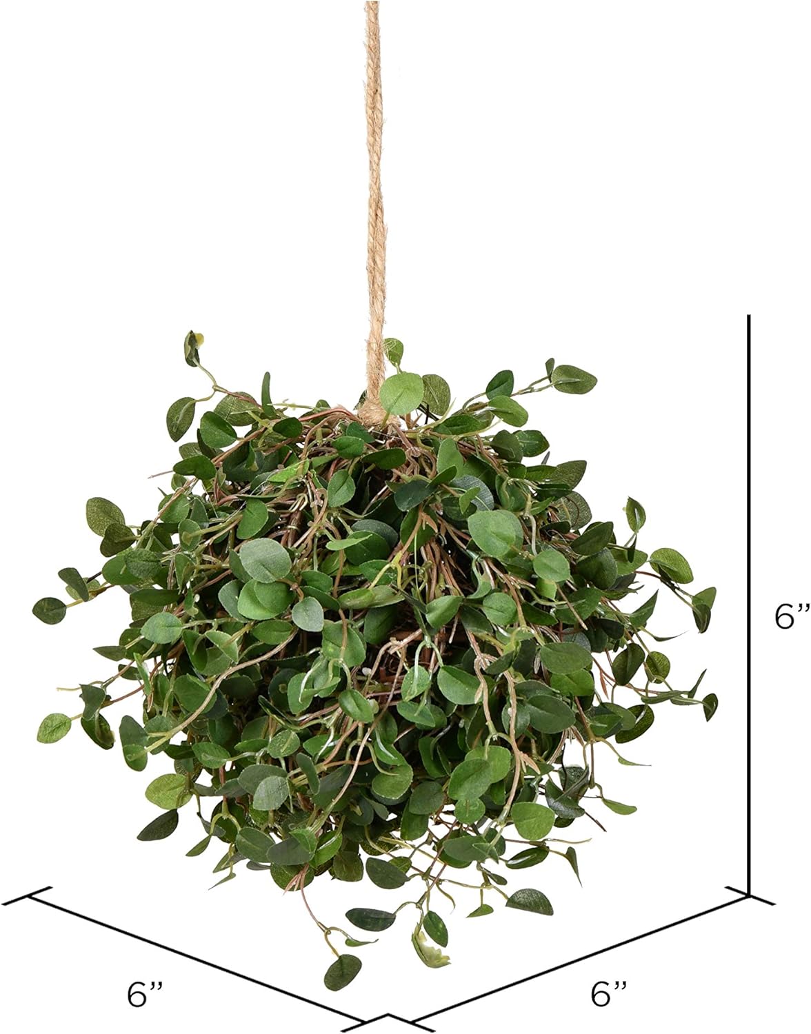Vickerman 6 Inch Artificial Topiary Kissing Ball - Natural Green