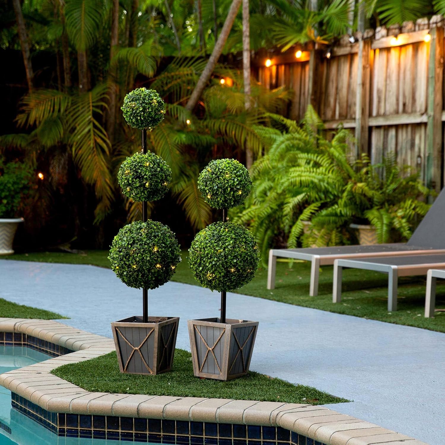 Nearly Natural 45 Inch UV Resistant Artificial Topiary with LED Lights