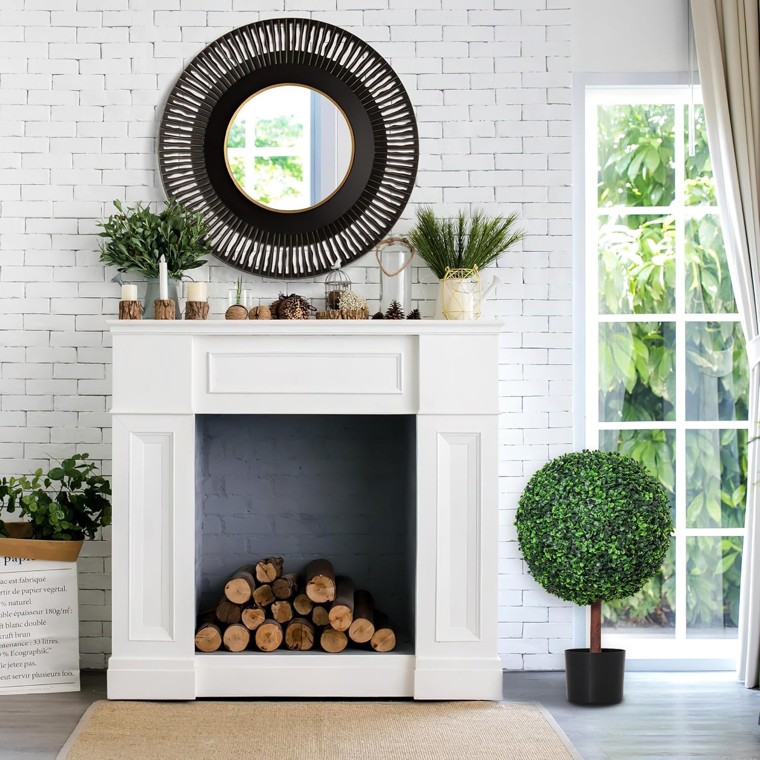 Outsunny 235 Artificial Boxwood Topiary Ball Tree