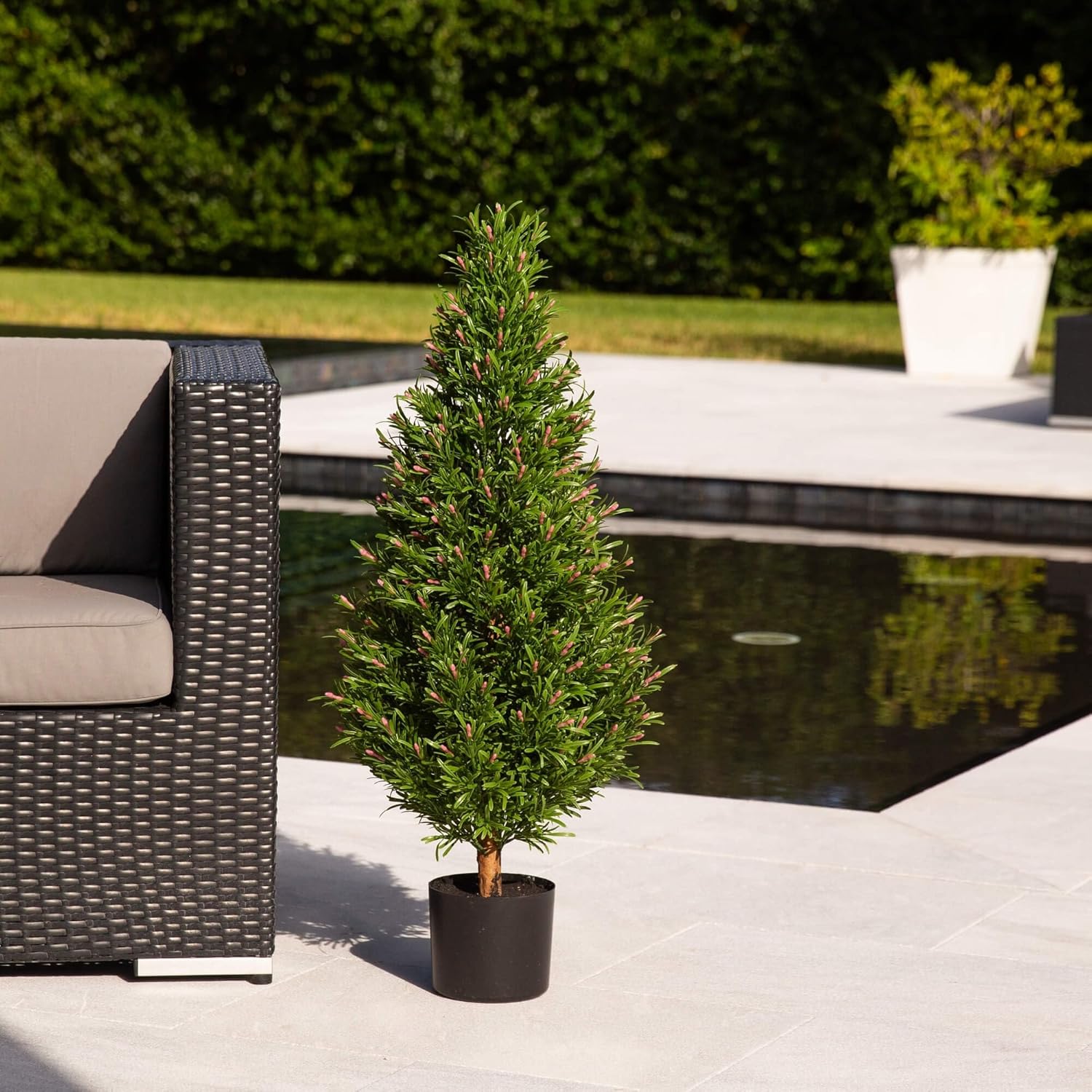 Nearly Natural 3ft UV Resistant Artificial Rosemary Cone Topiary Tree