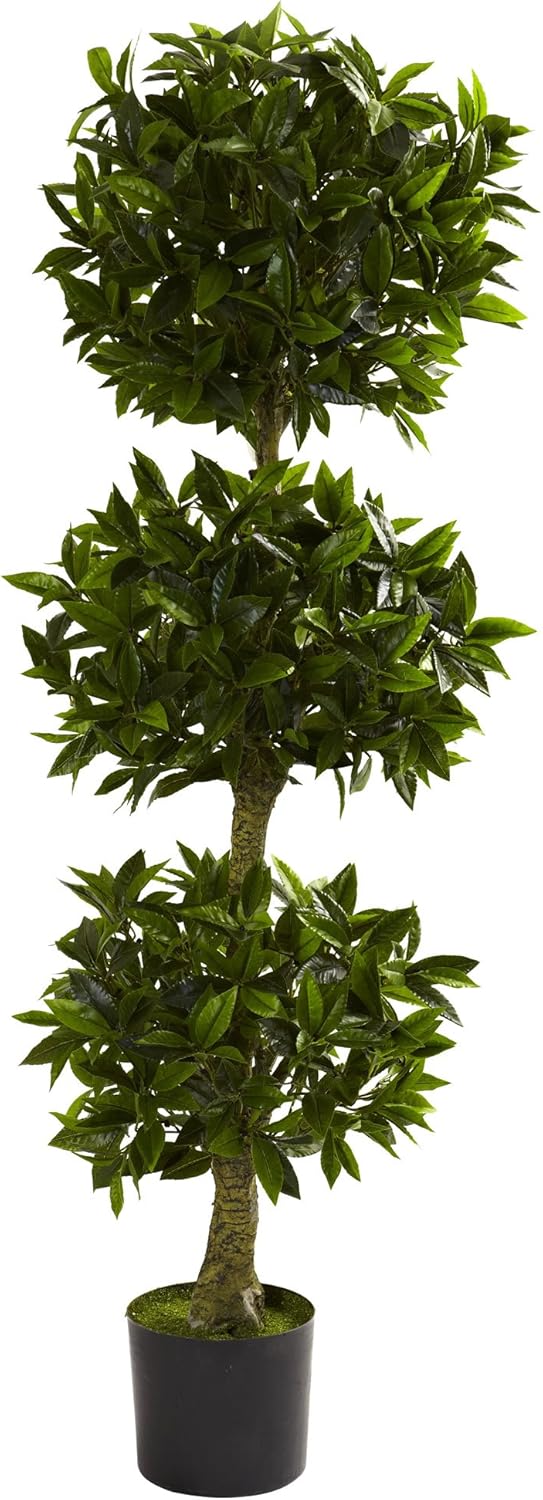 Nearly Natural 5ft Triple Bay Leaf Topiary UV Resistant